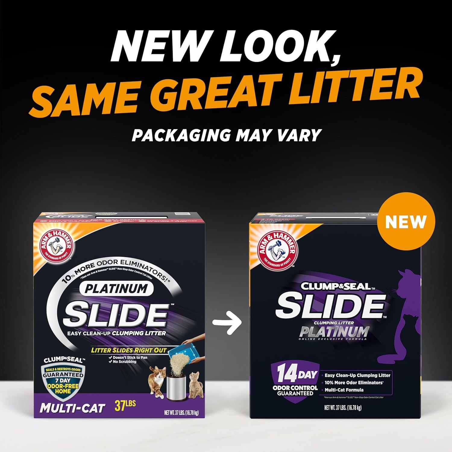 1727595950 657 Arm Hammer Platinum SLIDE Multi Cat Clumping Litter 37 lbs
