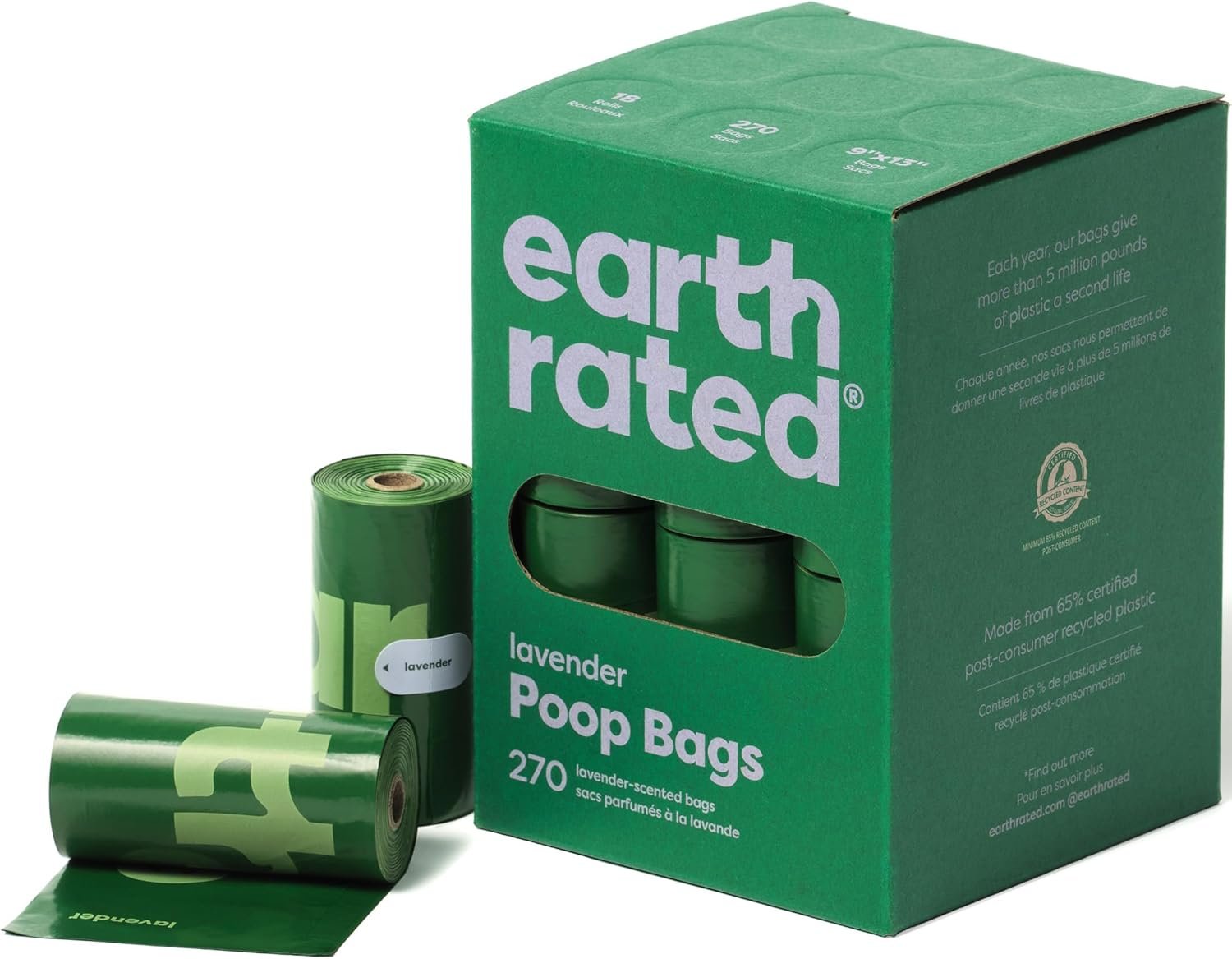 Earth Rated Lavender Scented Dog Poop Bags Extra Thick Guaranteed