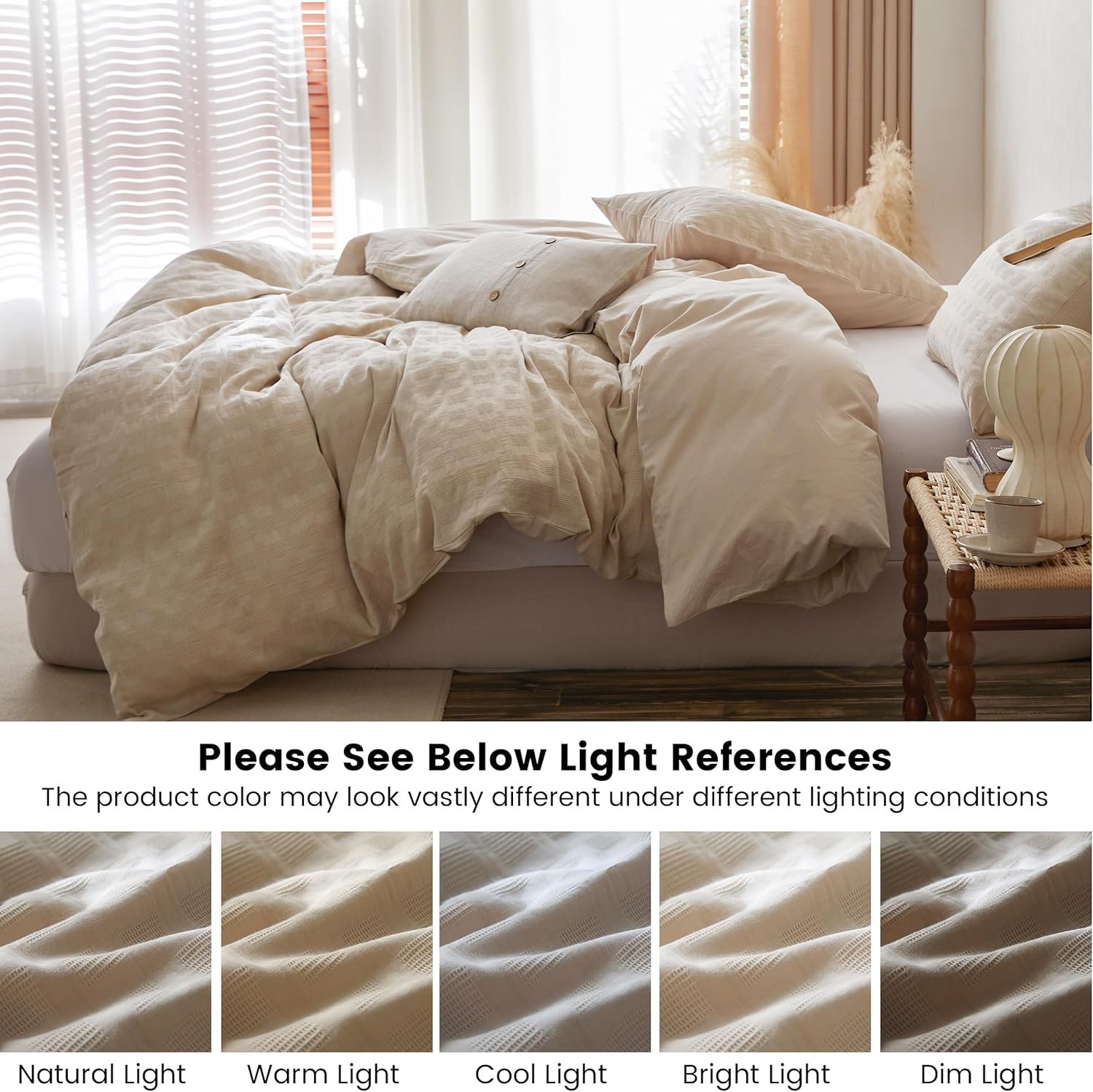 1728572658 684 BISELINA 100 Cotton Waffle Weave Duvet Cover Set – 3