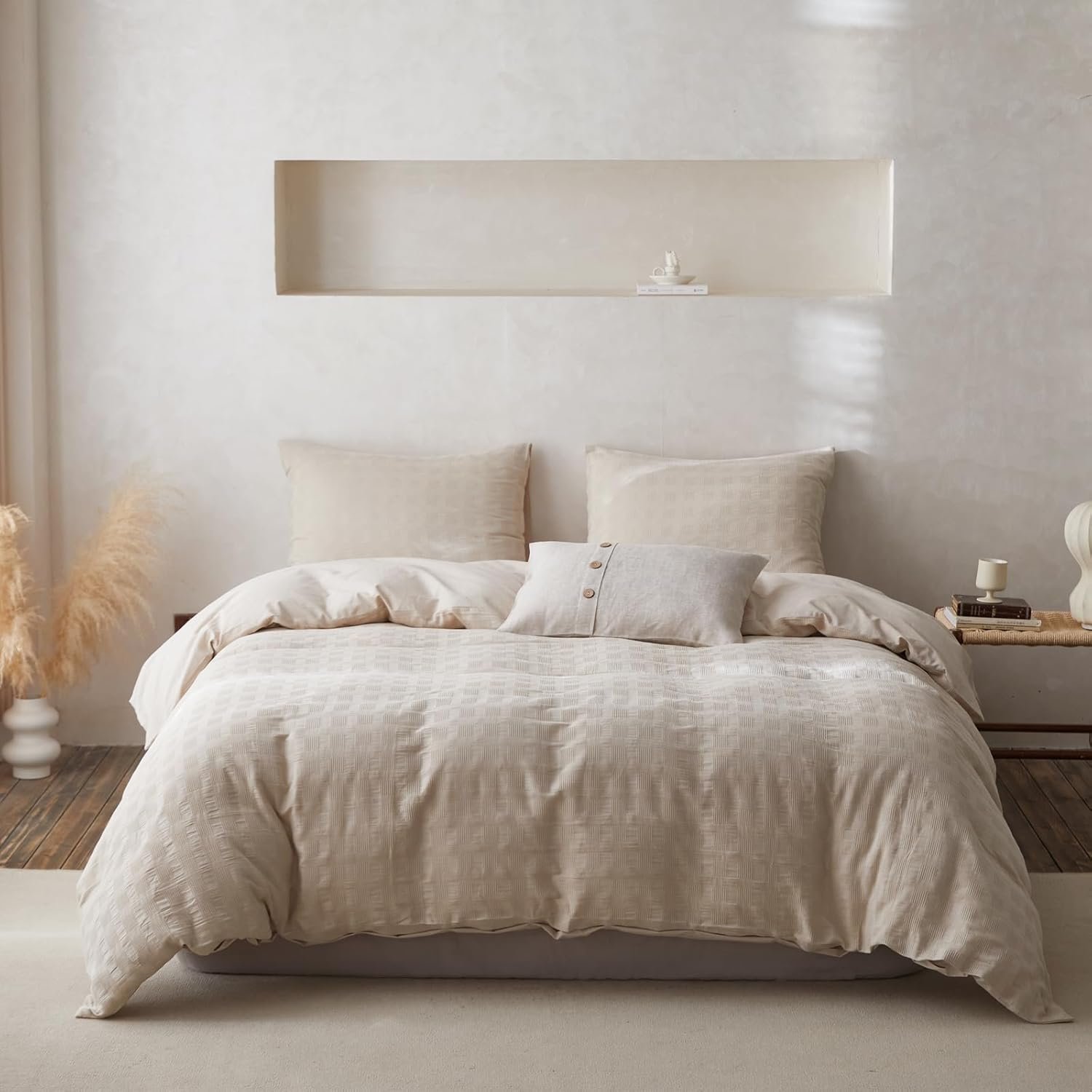 1728572659 2 BISELINA 100 Cotton Waffle Weave Duvet Cover Set – 3