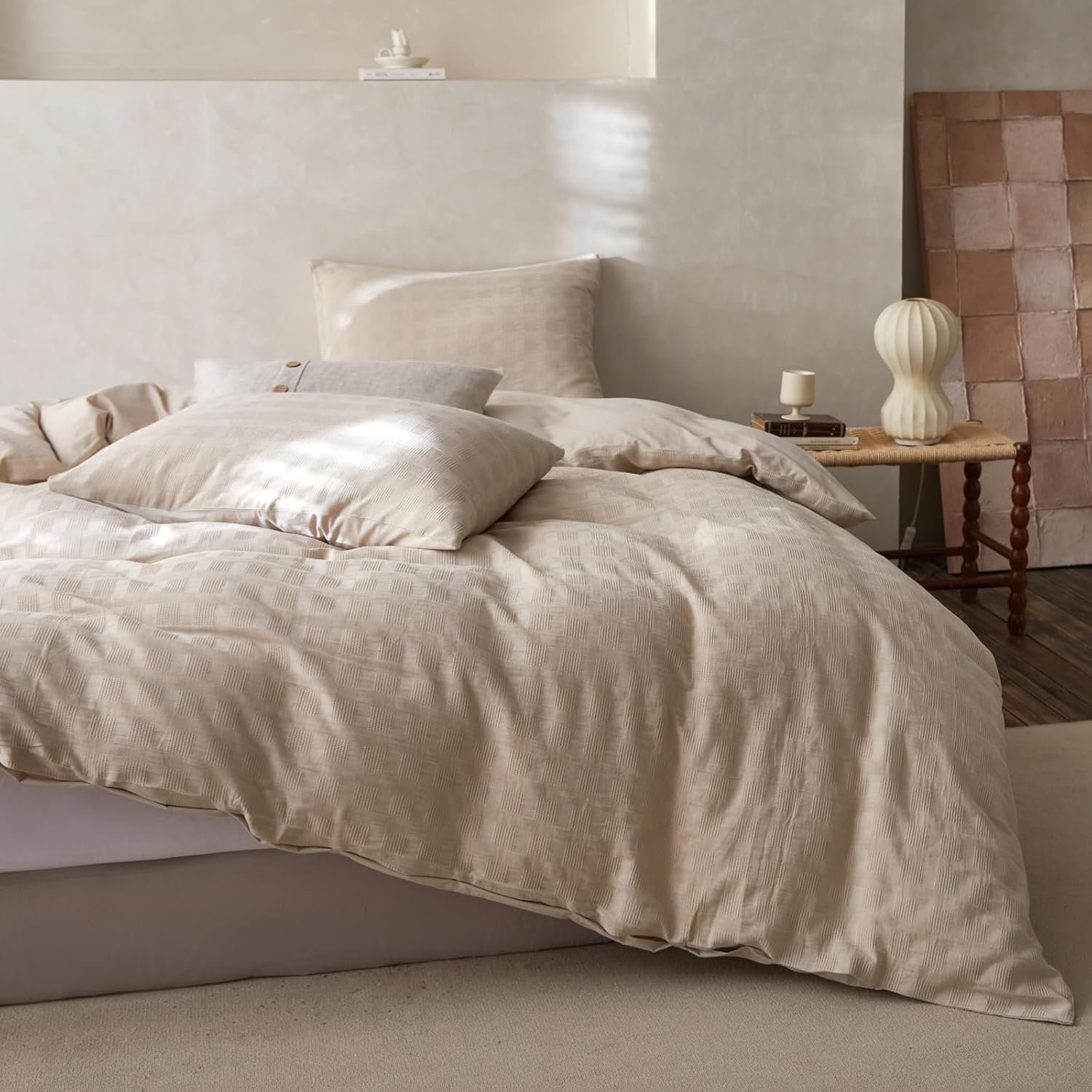 1728572659 419 BISELINA 100 Cotton Waffle Weave Duvet Cover Set – 3