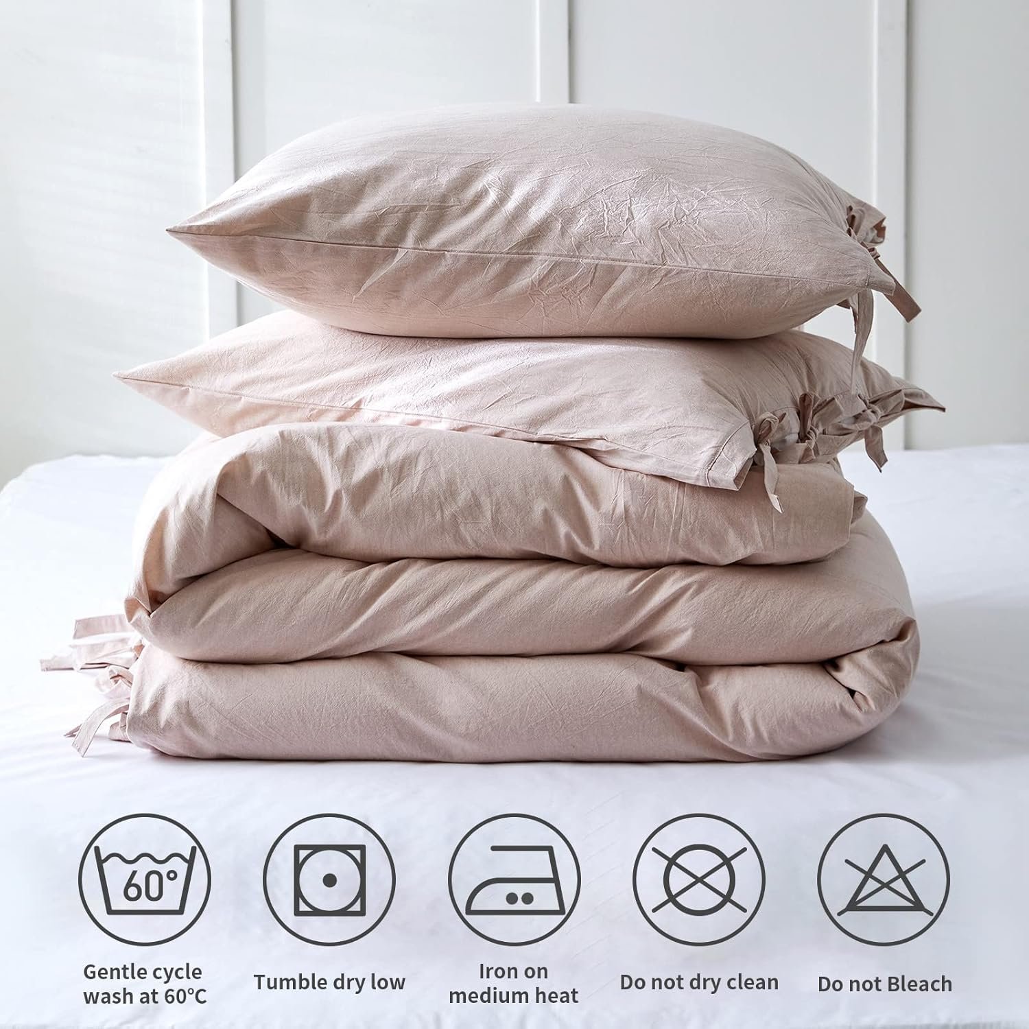 1728579967 54 BISELINA 100 Washed Cotton Duvet Cover Set 3 Pieces with