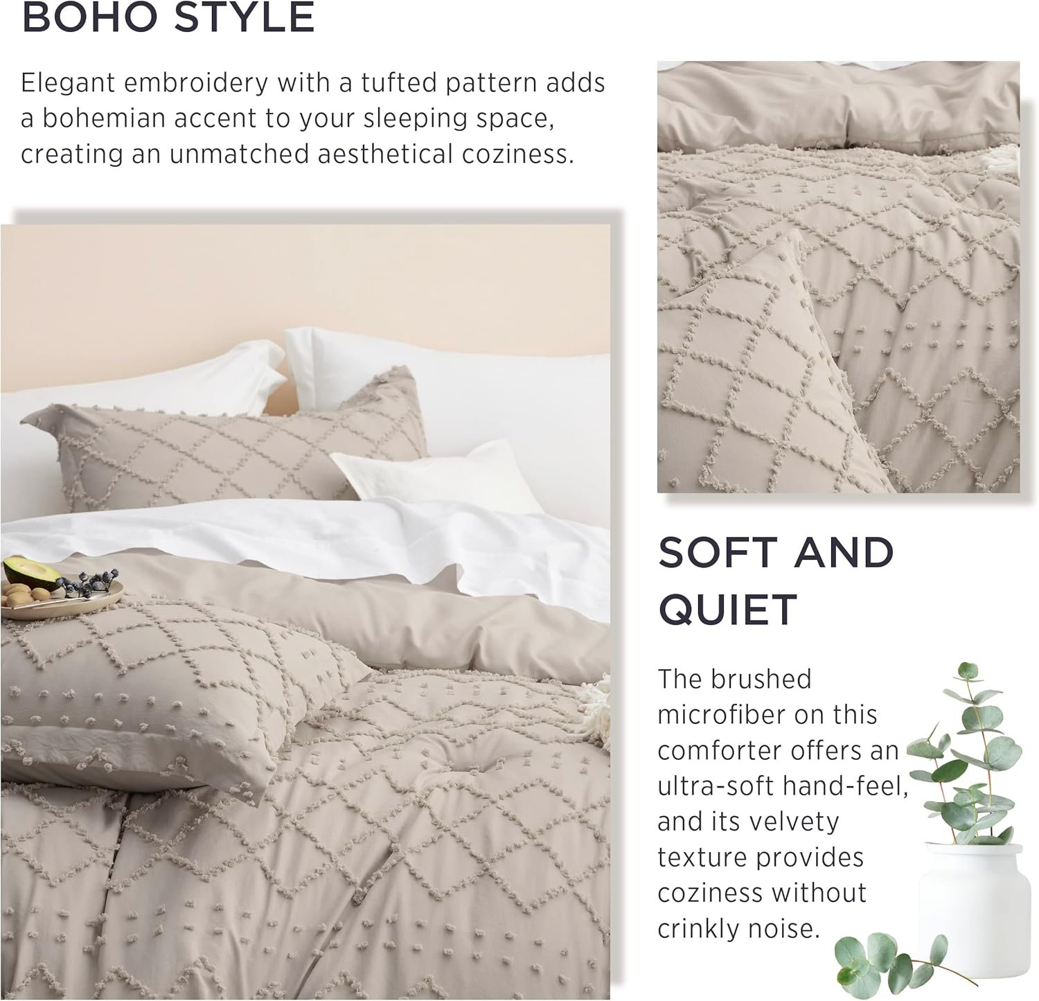 1728607627 809 Bedsure Queen Comforter Set Linen Boho Tufted Shabby Chic