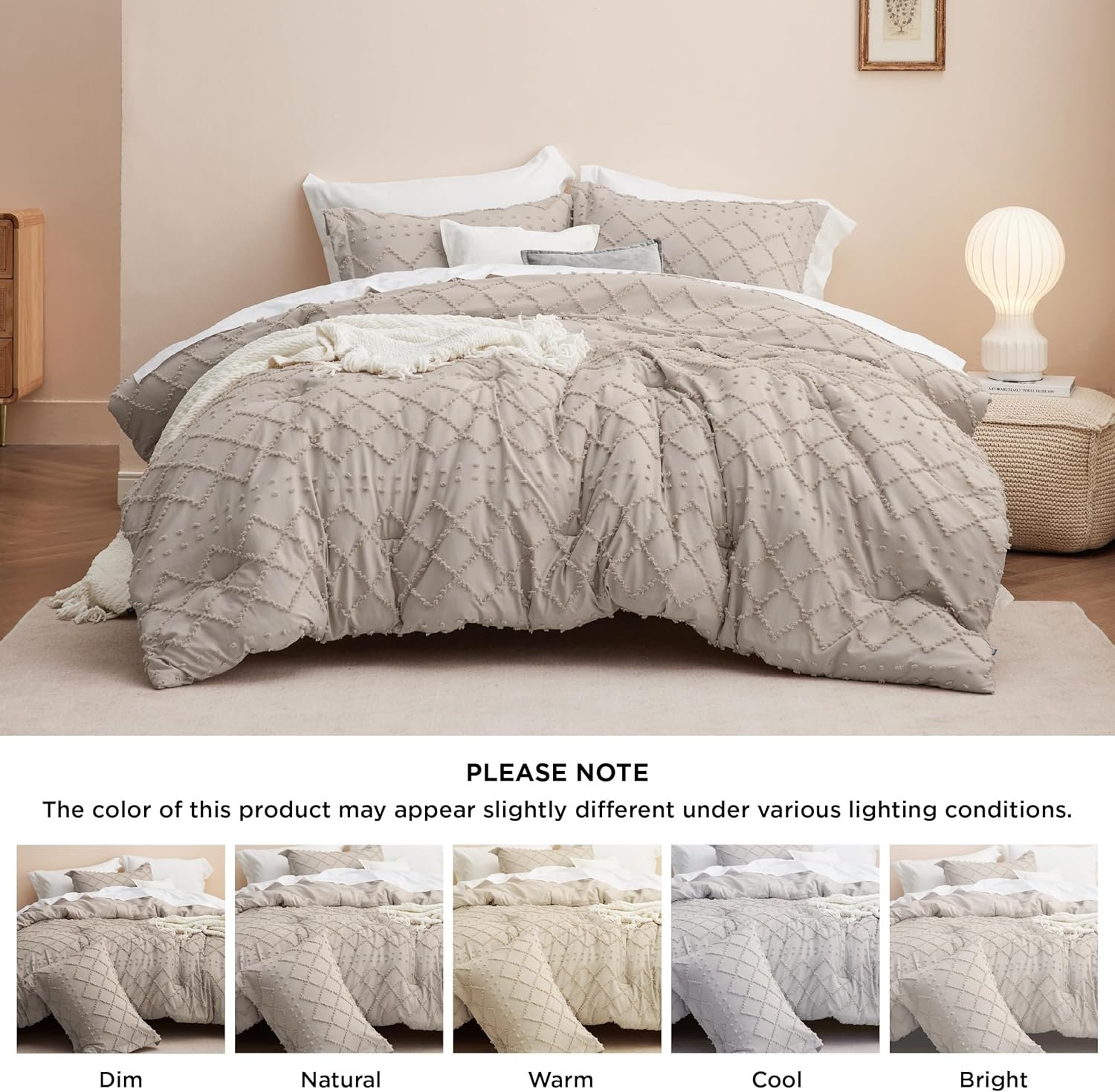 1728607628 109 Bedsure Queen Comforter Set Linen Boho Tufted Shabby Chic