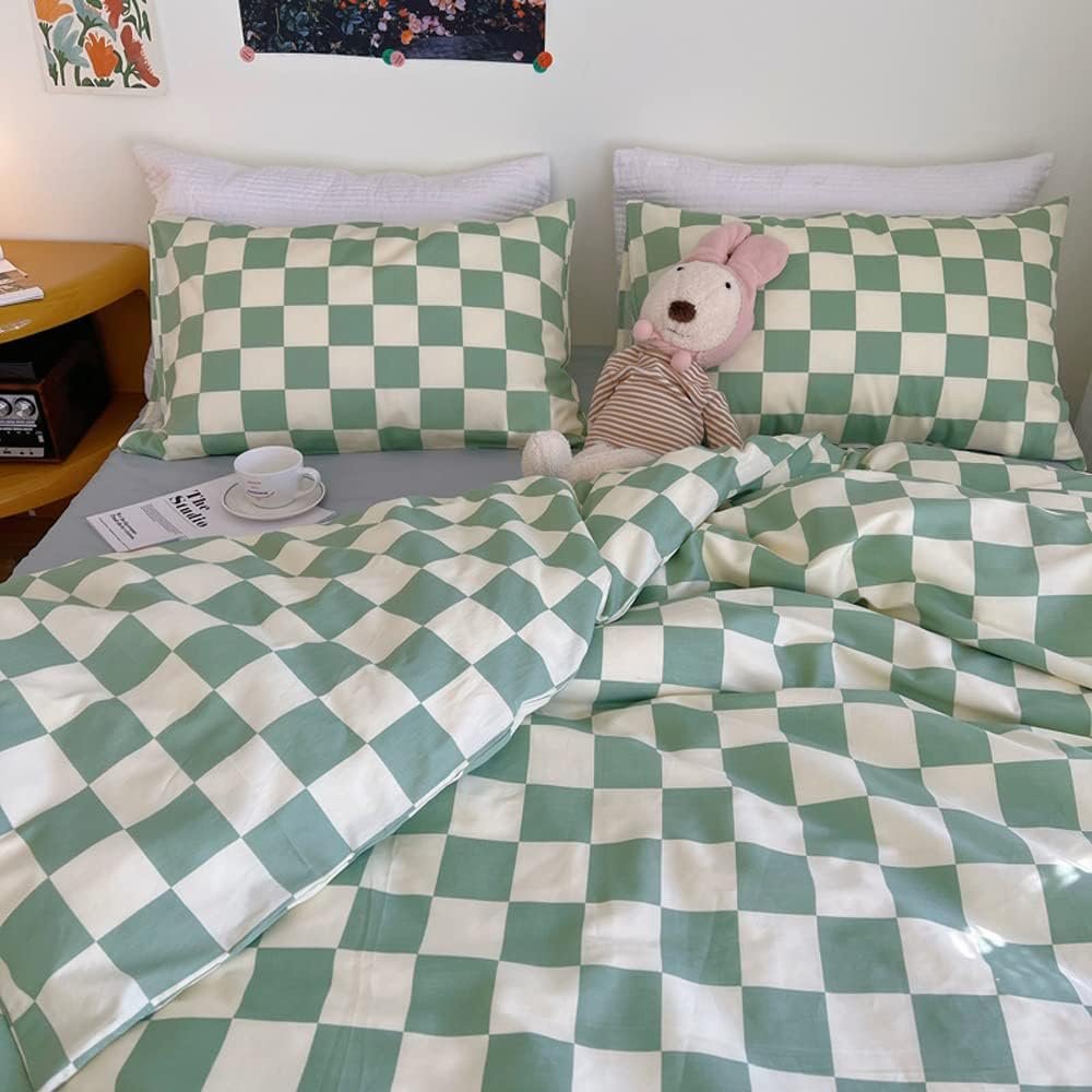 Wellboo Sage Green and White Plaid Comforter Set for Queen Beds – Modern Checkerboard Bedding for Men, Women, Boys, and Girls – Luxurious Cotton Geometric Quilts 3 1728620051 243 Wellboo Sage Green and White Plaid Comforter Set for Queen