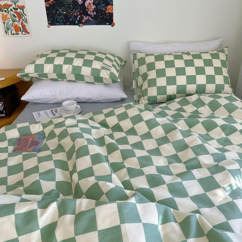 Wellboo Sage Green and White Plaid Comforter Set for Queen Beds – Modern Checkerboard Bedding for Men, Women, Boys, and Girls – Luxurious Cotton Geometric Quilts 2 1728620051 590 Wellboo Sage Green and White Plaid Comforter Set for Queen