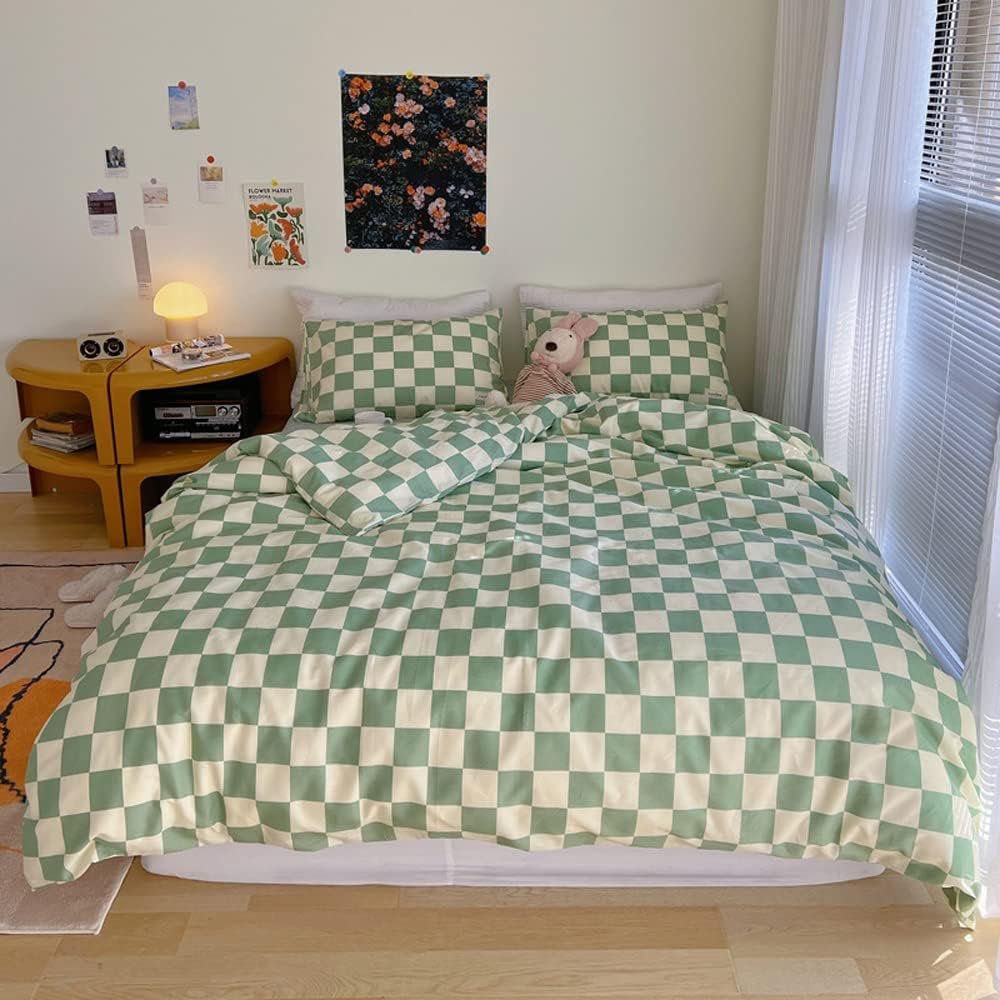 Wellboo Sage Green and White Plaid Comforter Set for Queen Beds – Modern Checkerboard Bedding for Men, Women, Boys, and Girls – Luxurious Cotton Geometric Quilts 6 1728620051 775 Wellboo Sage Green and White Plaid Comforter Set for Queen