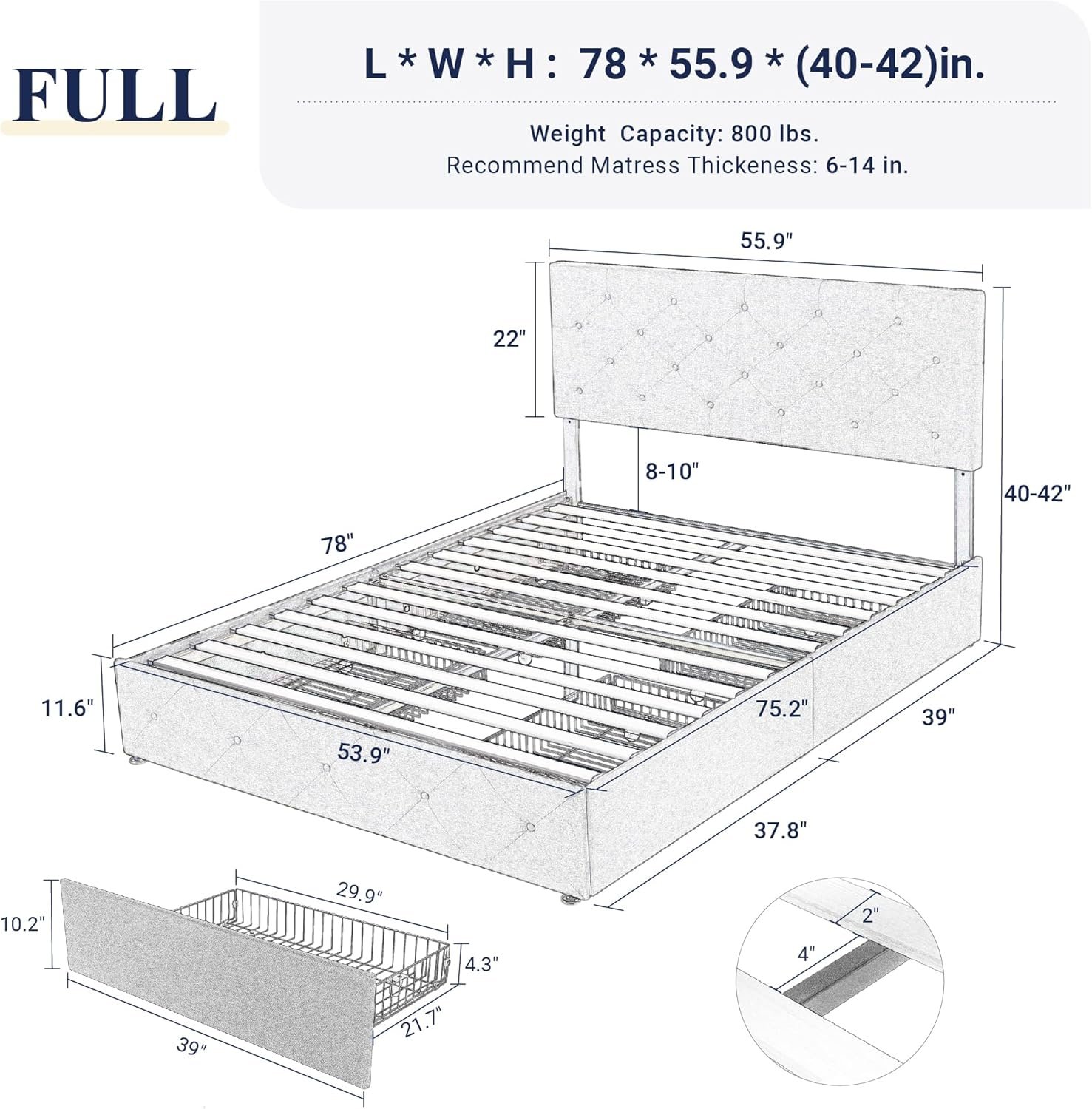 1728627646 483 Allewie Full Size Upholstered Platform Bed Frame with 4 Storage