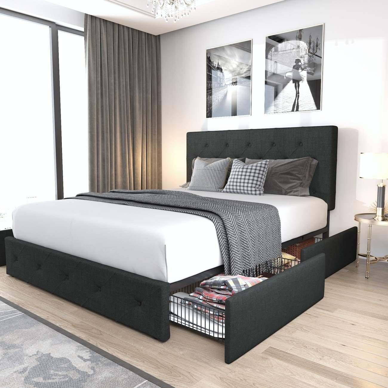 1728627646 649 Allewie Full Size Upholstered Platform Bed Frame with 4 Storage