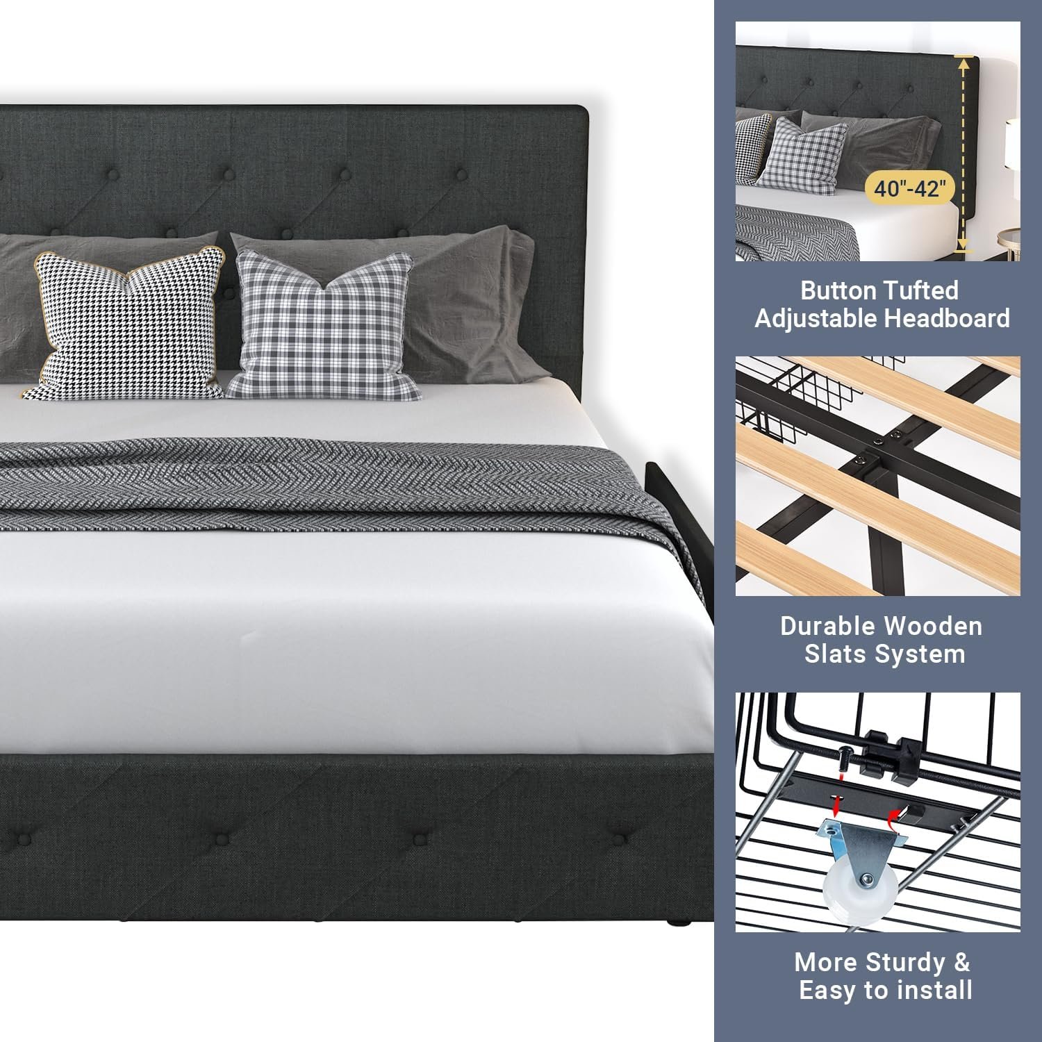 1728627646 739 Allewie Full Size Upholstered Platform Bed Frame with 4 Storage
