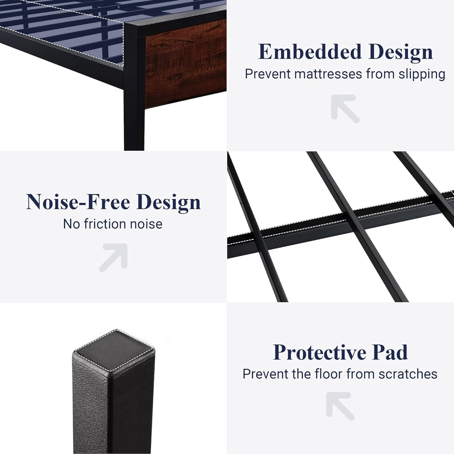 1728640030 786 Allewie Queen Size Platform Bed Frame with Wooden Headboard