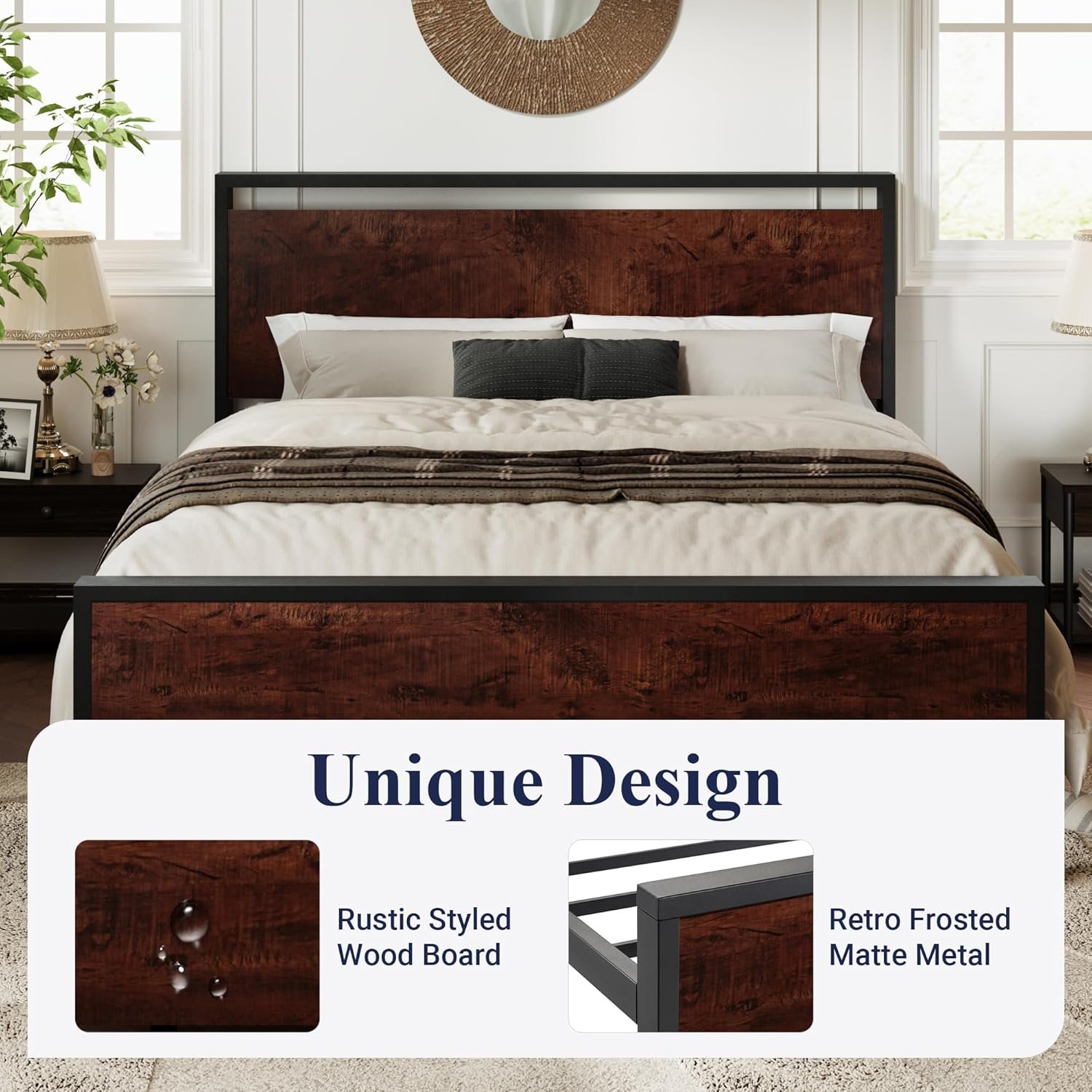 1728640030 897 Allewie Queen Size Platform Bed Frame with Wooden Headboard
