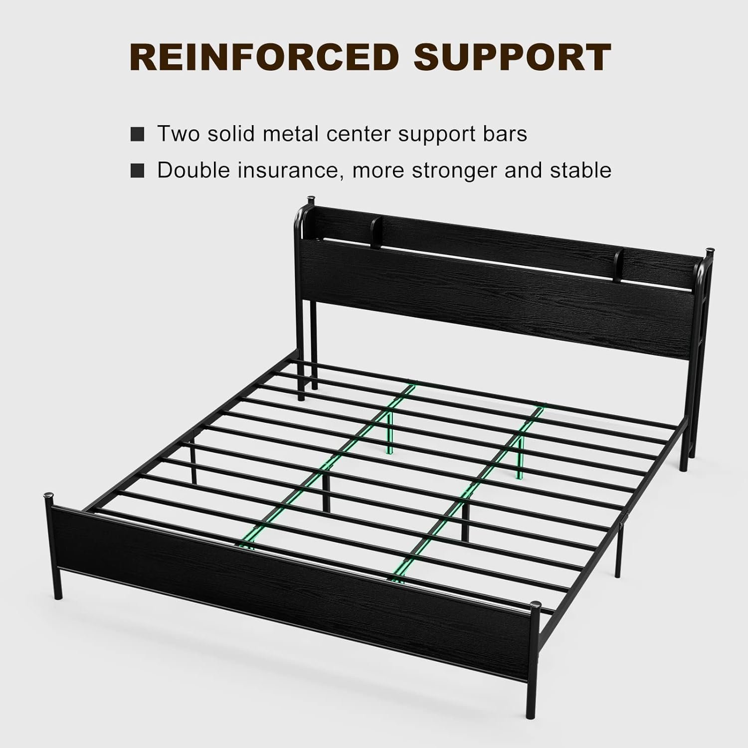 1728656209 205 IKIFLY California King Bed Frame with Wood Storage Headboard