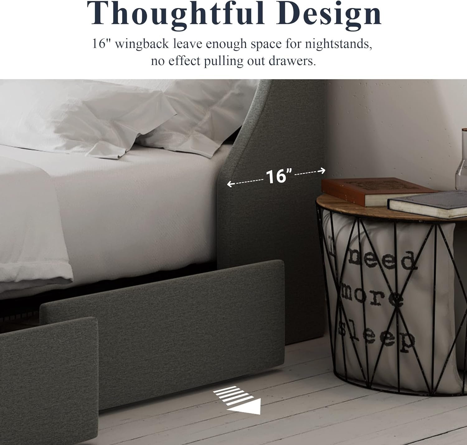 1728665595 368 Allewie Light Grey Queen Bed Frame with Wingback Headboard Button
