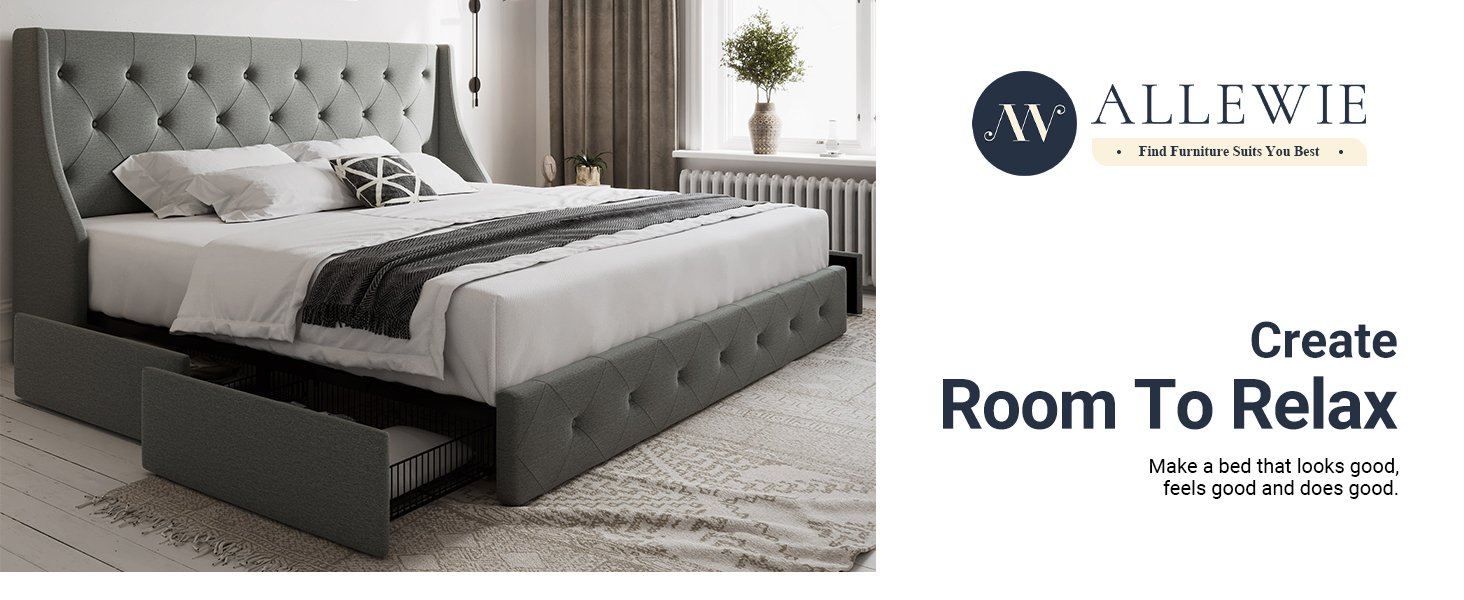 king size bed frame with drawers