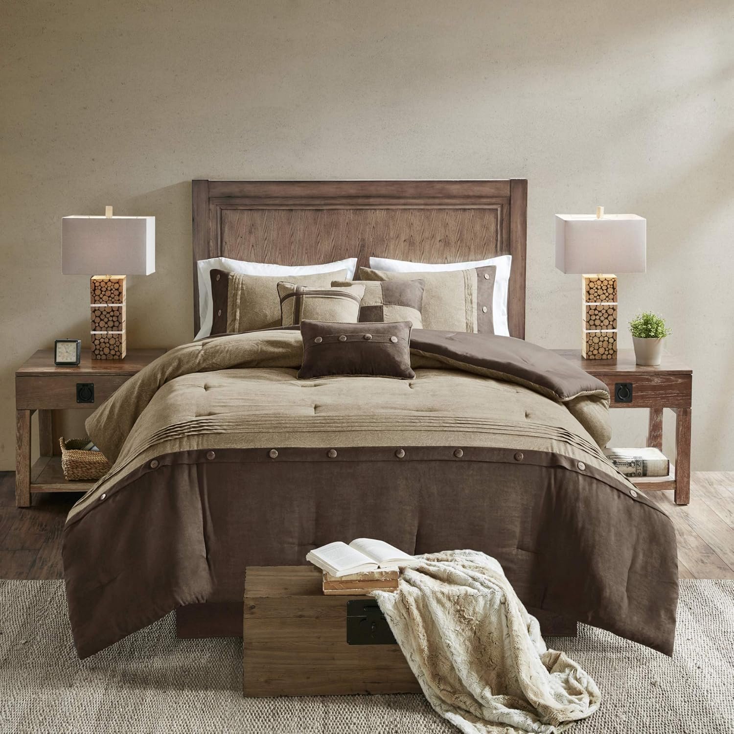 1728683223 185 Madison Park Boone Rustic Brown Cozy Comforter Set