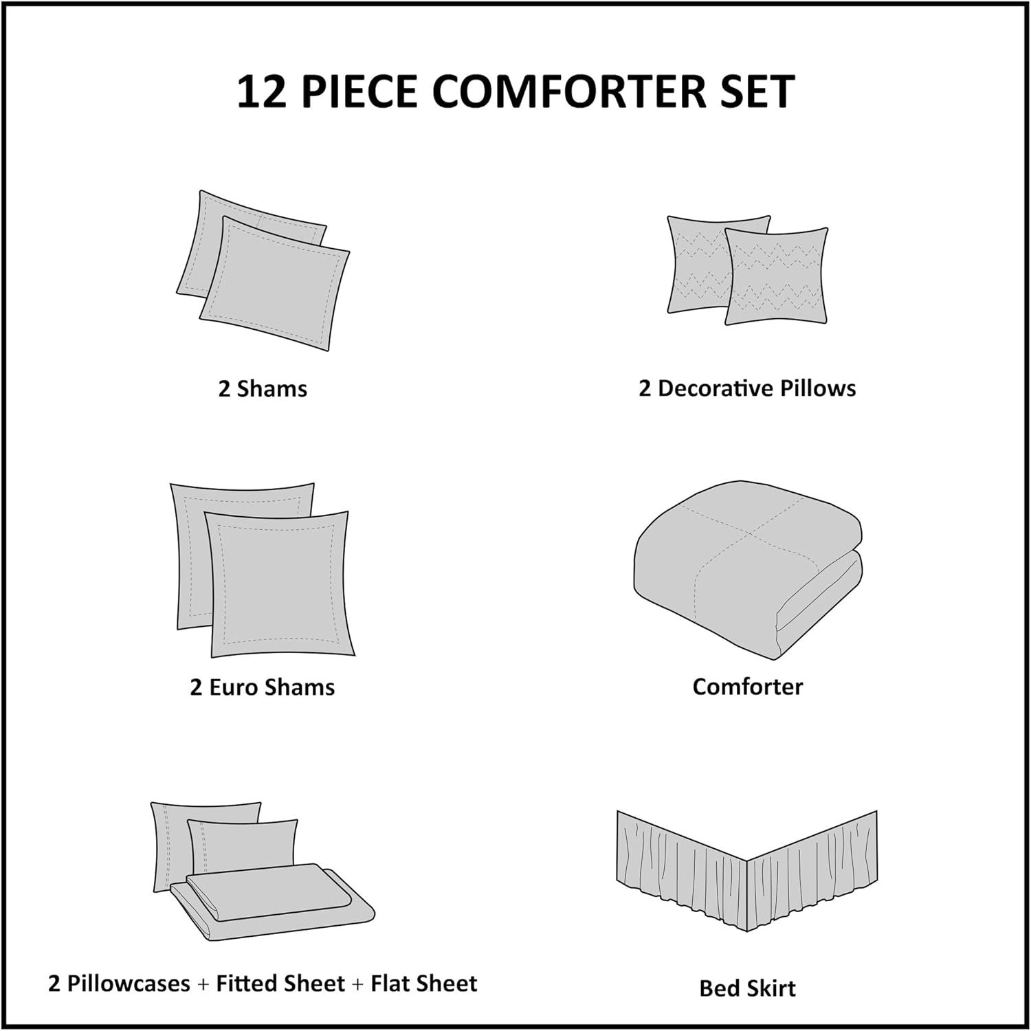 1728702760 750 Madison Park Aubrey 12 Piece Cozy Comforter Set in Black