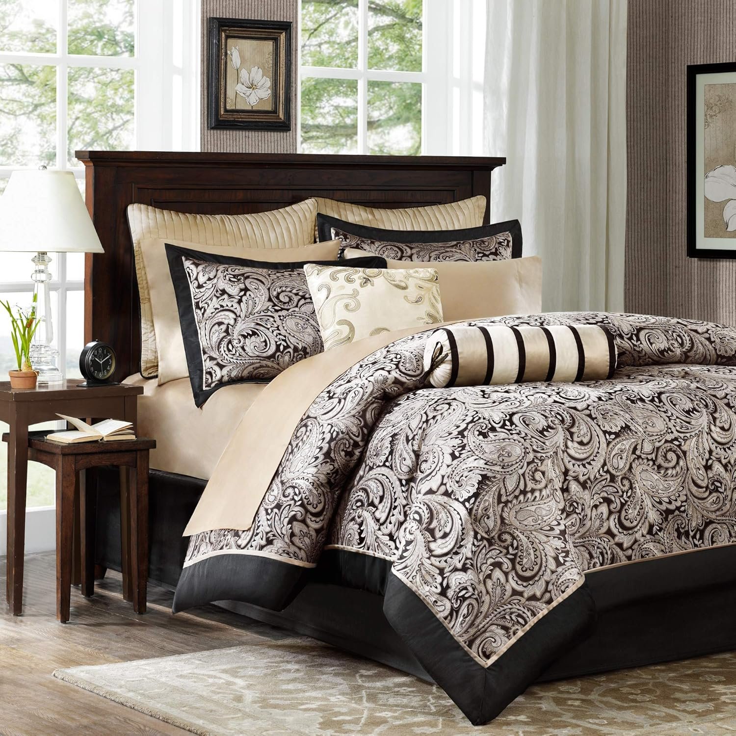 1728702760 878 Madison Park Aubrey 12 Piece Cozy Comforter Set in Black