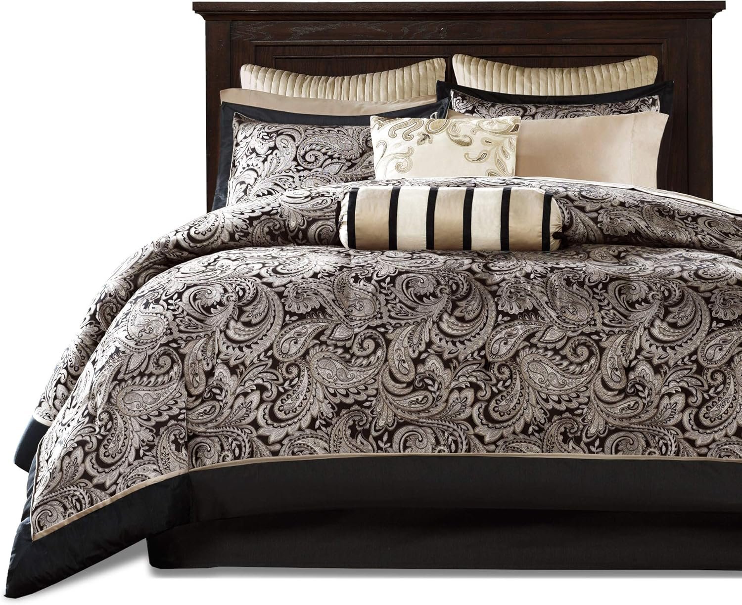 1728702761 470 Madison Park Aubrey 12 Piece Cozy Comforter Set in Black