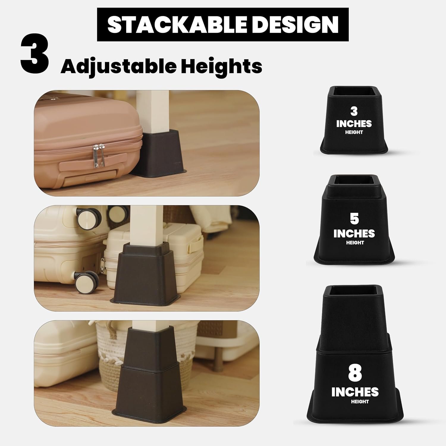 1728716033 666 Utopia Bedding Adjustable Bed Risers Heavy Duty Elevation Options of