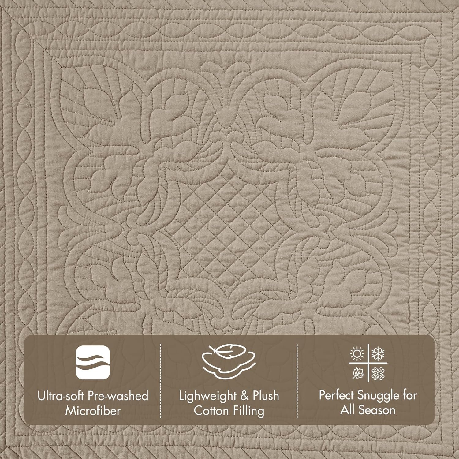 Madison Park Tuscany 6-Piece Daybed Cover Set - Damask Quilted All-Season Bedding with Scalloped Edge, Shams, Bedskirt, and Decorative Pillows in Khaki Cotton-Filled Fabric 3 1728729931 887 Madison Park Tuscany 6 Piece Daybed Cover Set Damask Quilted