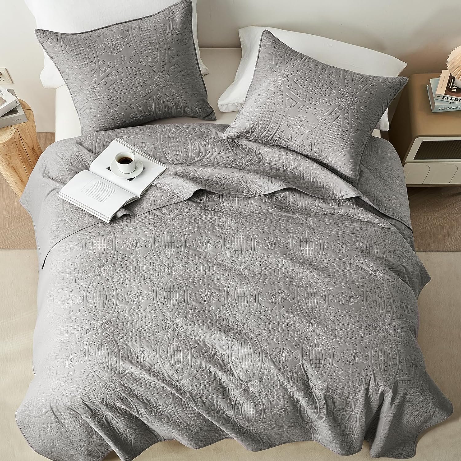 1728759346 564 Akkialla King Quilt Bedding Set – Grey Ultrasonic Lightweight Coverlet