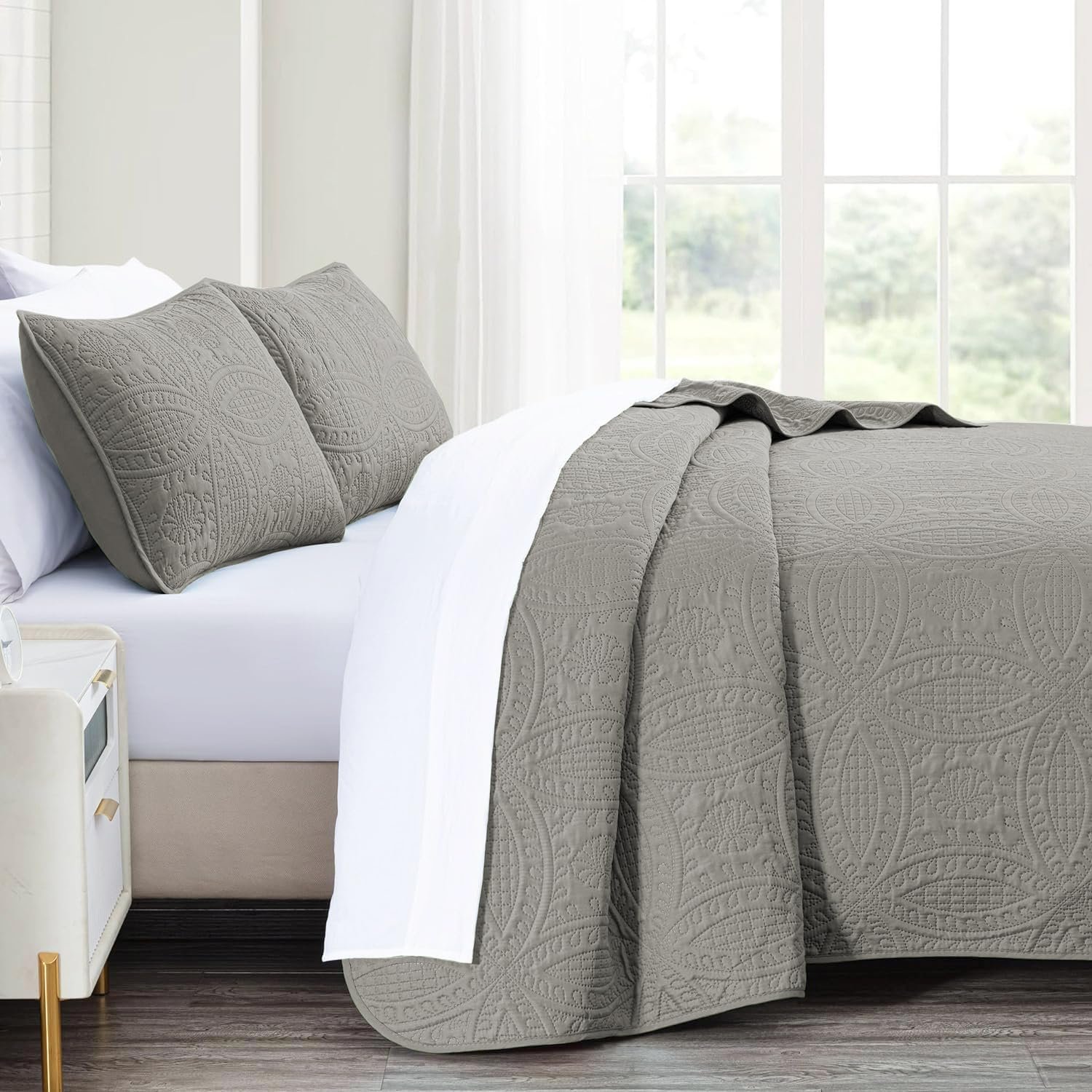 1728759346 799 Akkialla King Quilt Bedding Set – Grey Ultrasonic Lightweight Coverlet