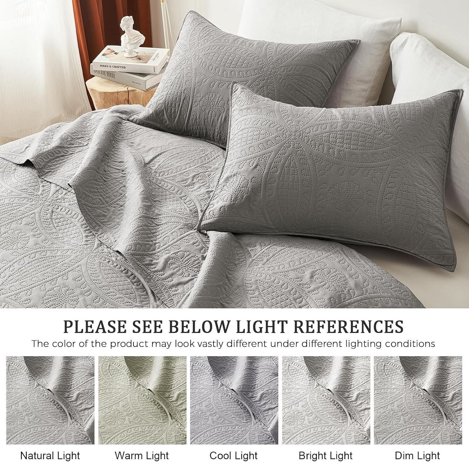 1728759347 648 Akkialla King Quilt Bedding Set – Grey Ultrasonic Lightweight Coverlet