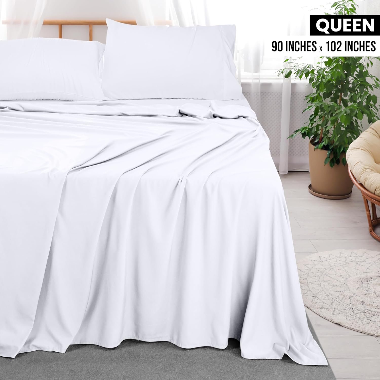 1728782992 215 Utopia Bedding Queen Flat Sheets Set of 6