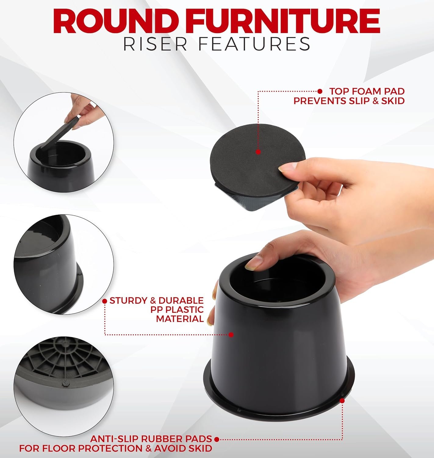 1728835065 128 Utopia Bedding 3 Inch Bed Risers 4 Pack Round Furniture