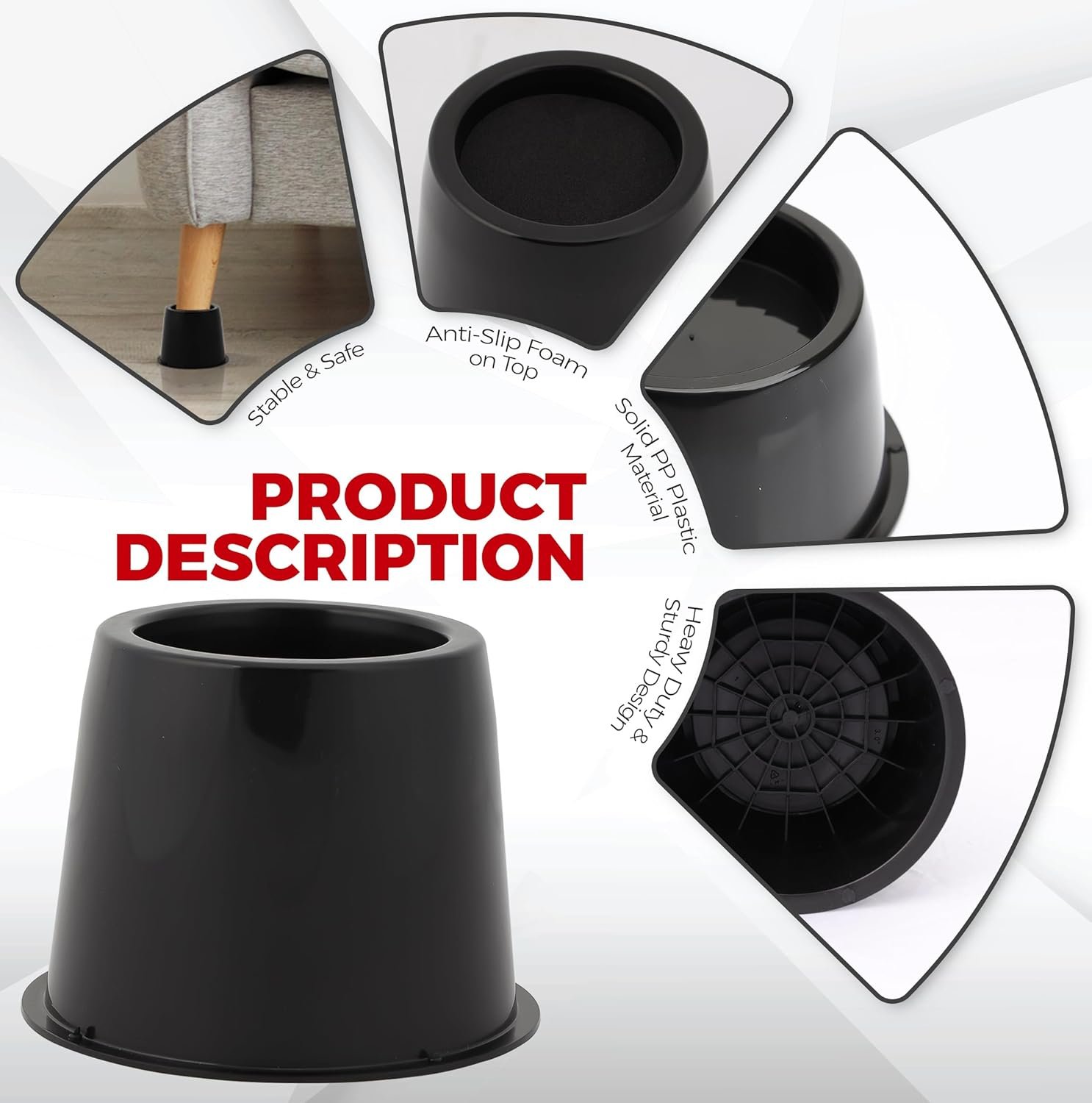 1728835065 736 Utopia Bedding 3 Inch Bed Risers 4 Pack Round Furniture