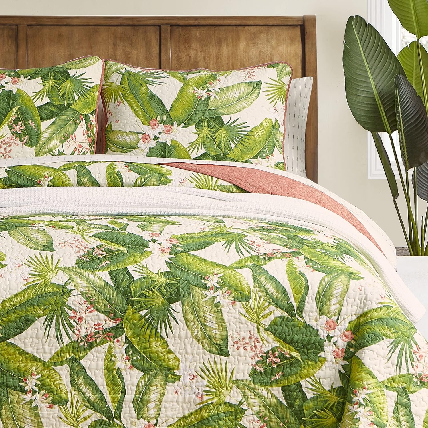 1728845022 615 Tommy Bahama King Quilt Set Reversible Cotton Bedding with