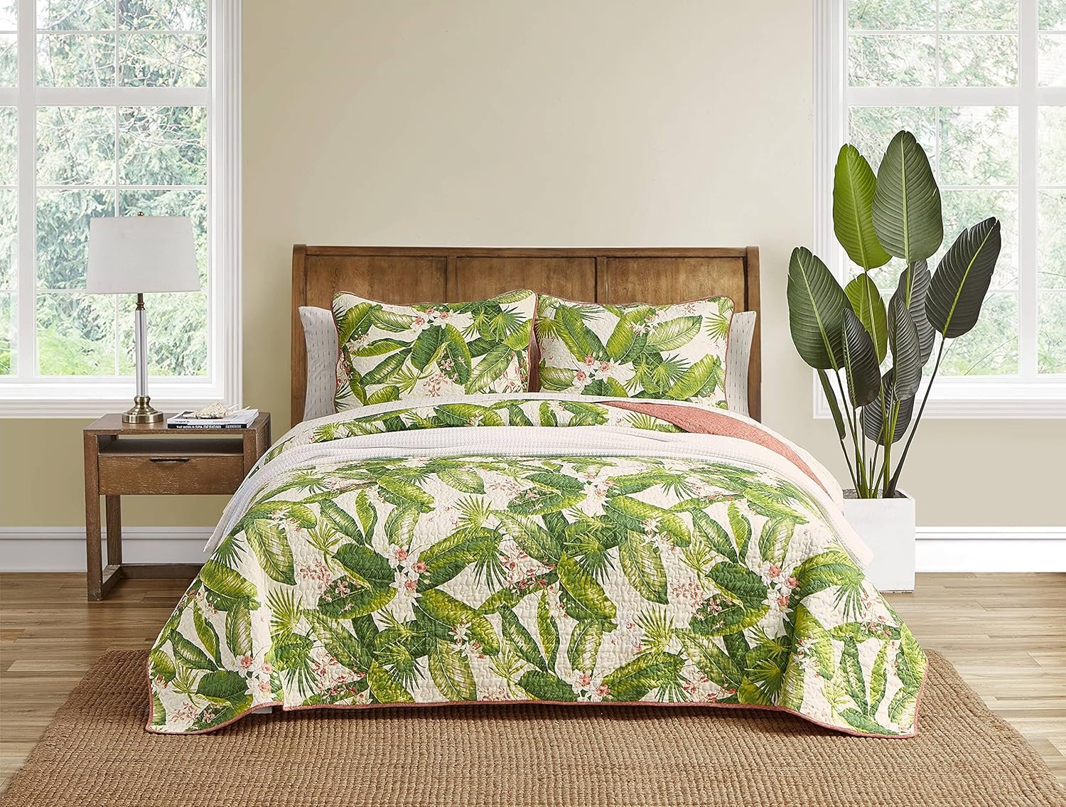 1728845022 753 Tommy Bahama King Quilt Set Reversible Cotton Bedding with