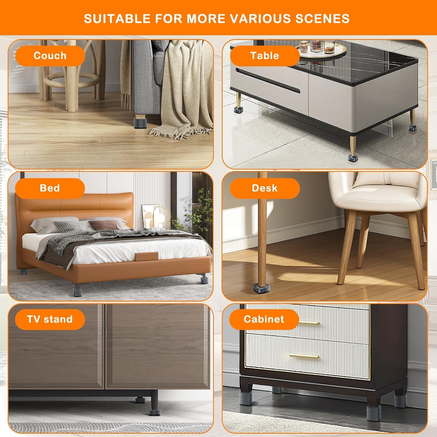 1728872725 117 Shouwuhho 4 Pack Adjustable Furniture Risers Heavy Duty Square Bed
