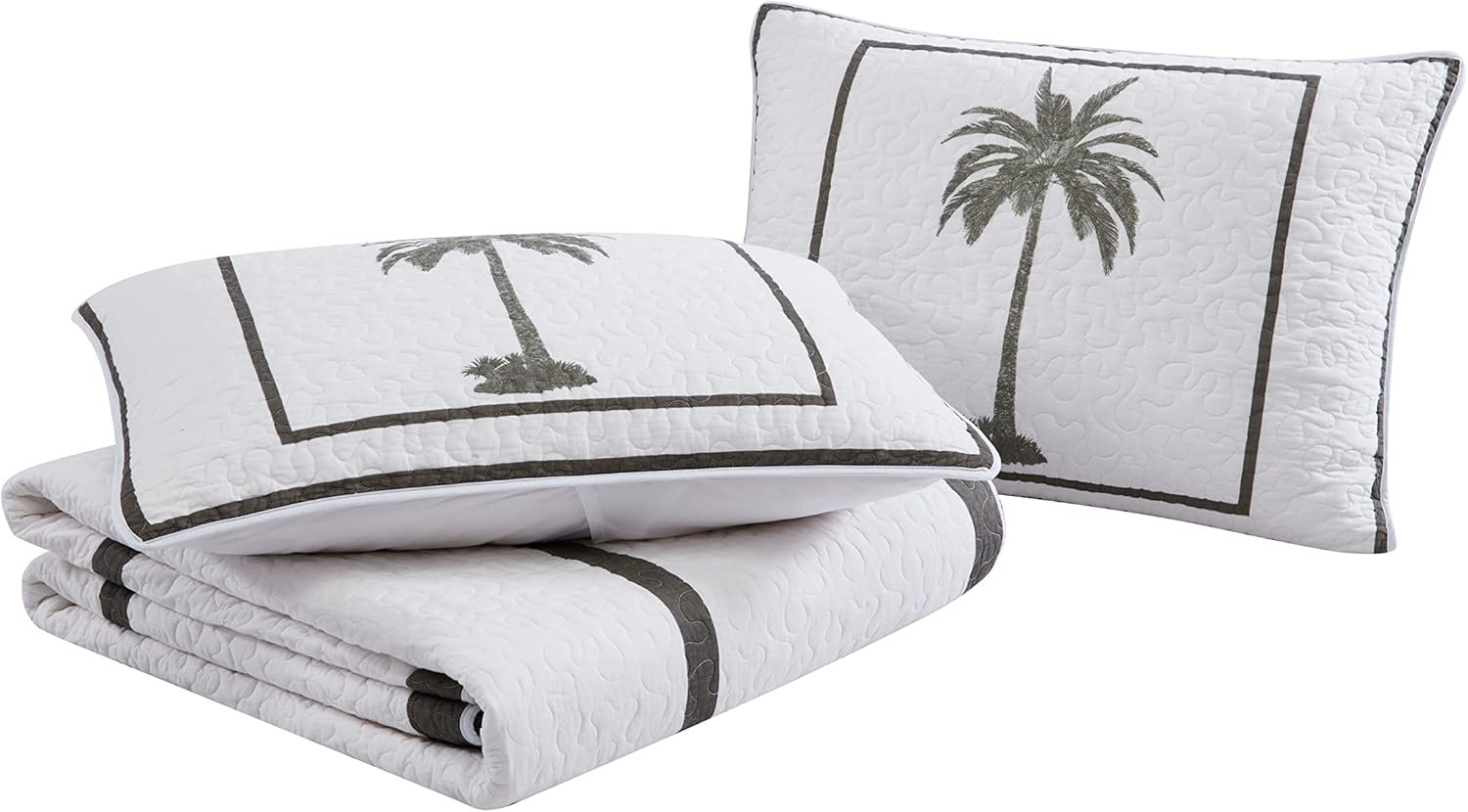 Tommy Bahama | Palm Island Collection | 100% Cotton Reversible Quilt - Soft, Breathable, Pre-Washed for Extra Softness, Queen Size, Grey 8 1728915420 863 Tommy Bahama Palm Island Collection 100 Cotton Reversible