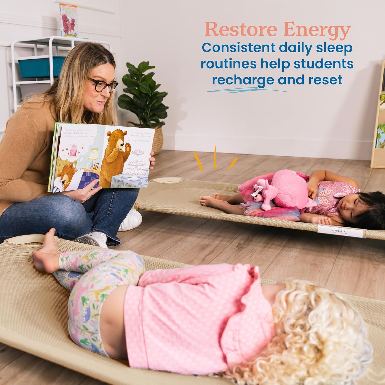 1728922694 816 ECR4Kids Stackable Cozy Cots with Storage for Classrooms Sand