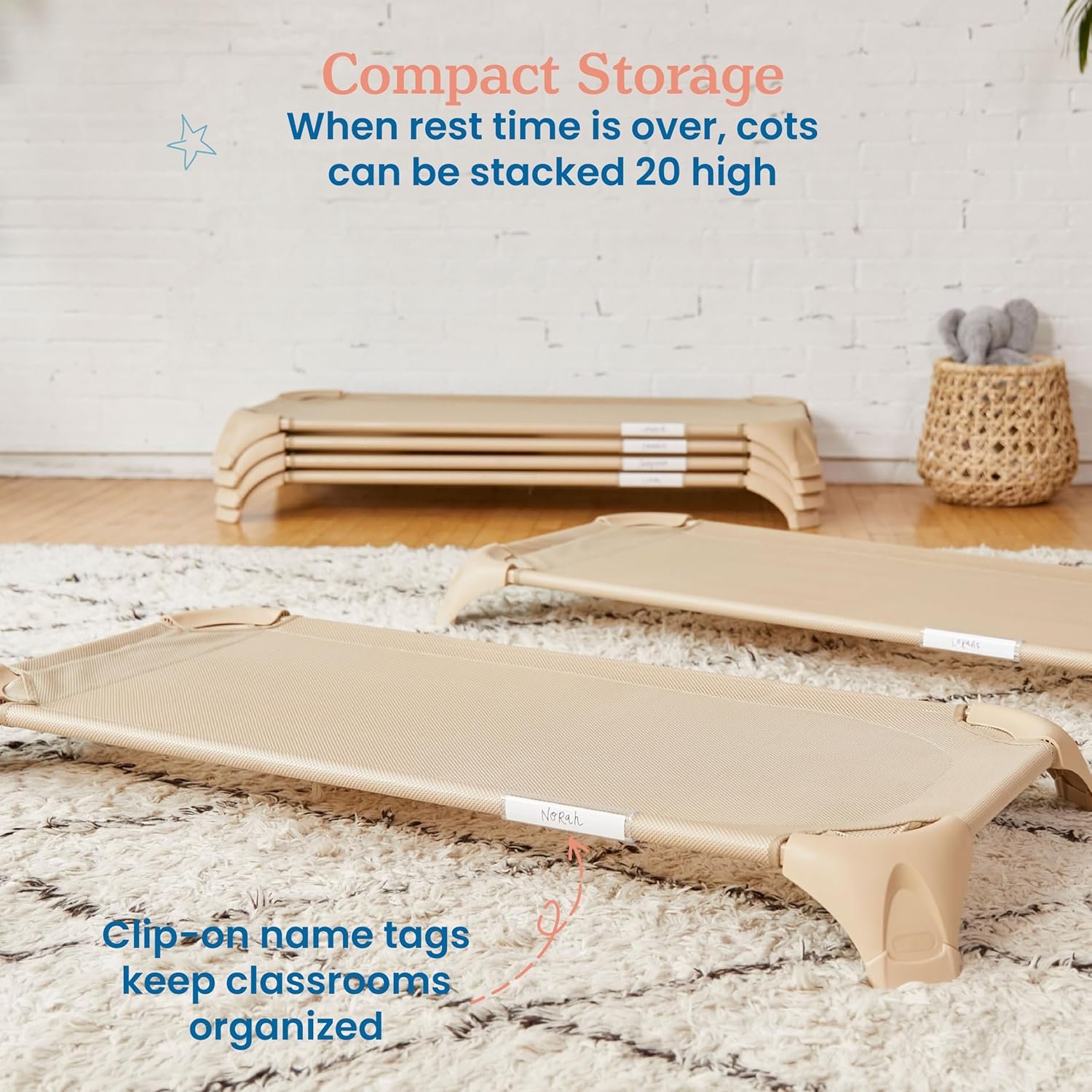 1728922696 589 ECR4Kids Stackable Cozy Cots with Storage for Classrooms Sand