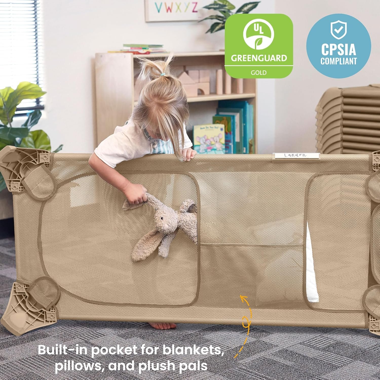 1728922697 53 ECR4Kids Stackable Cozy Cots with Storage for Classrooms Sand