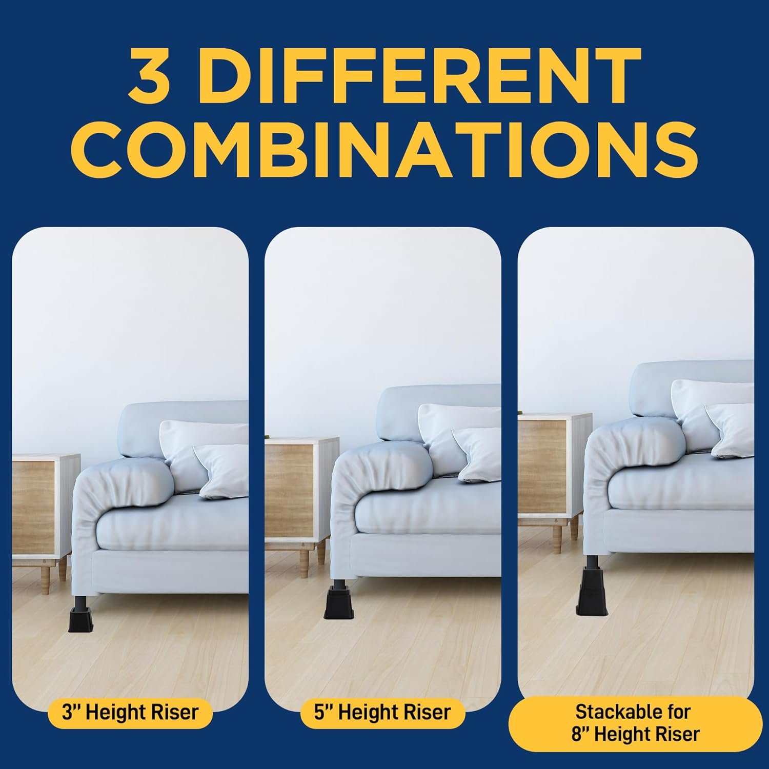 1728942190 315 8 Piece Non Slip Furniture Riser Set Compatible with Beds Chairs