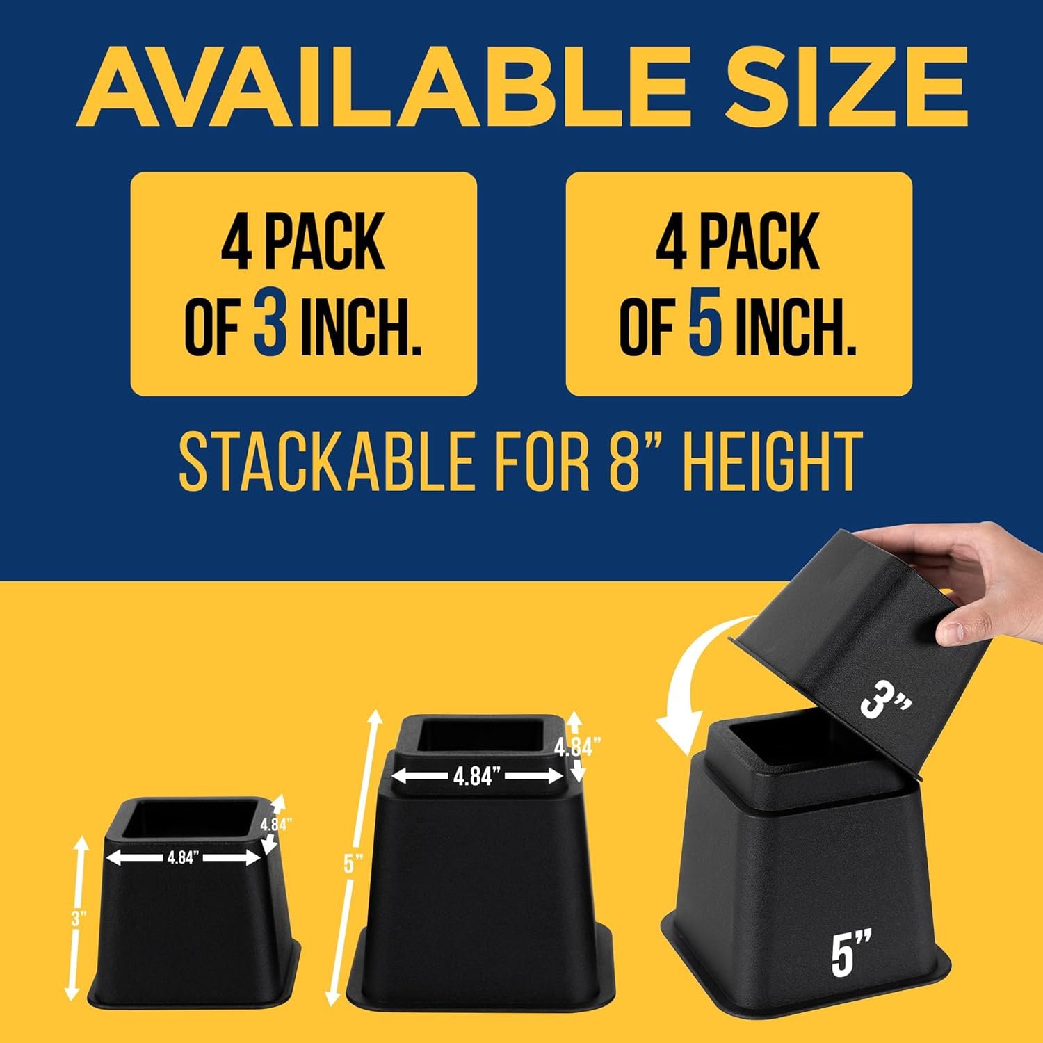 1728942190 494 8 Piece Non Slip Furniture Riser Set Compatible with Beds Chairs