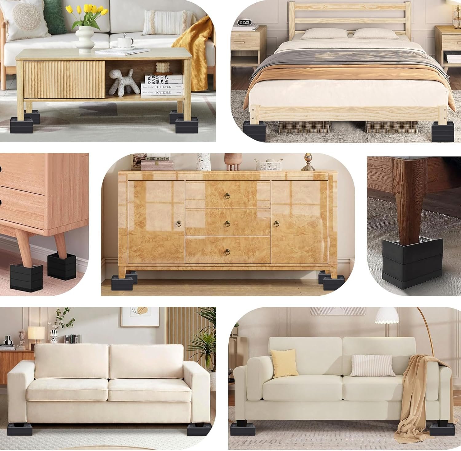 1728949657 992 Heavy Duty 3 Inch Adjustable Rectangle Bed Risers – Supports up to