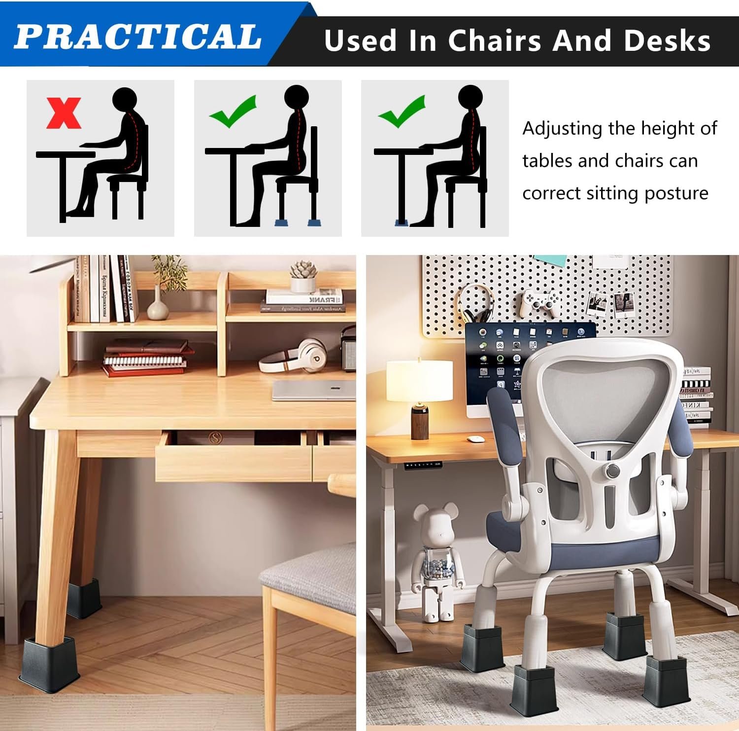 1728971879 537 Heavy Duty Adjustable Bed Risers L Shaped Furniture Elevators 3 7 inches