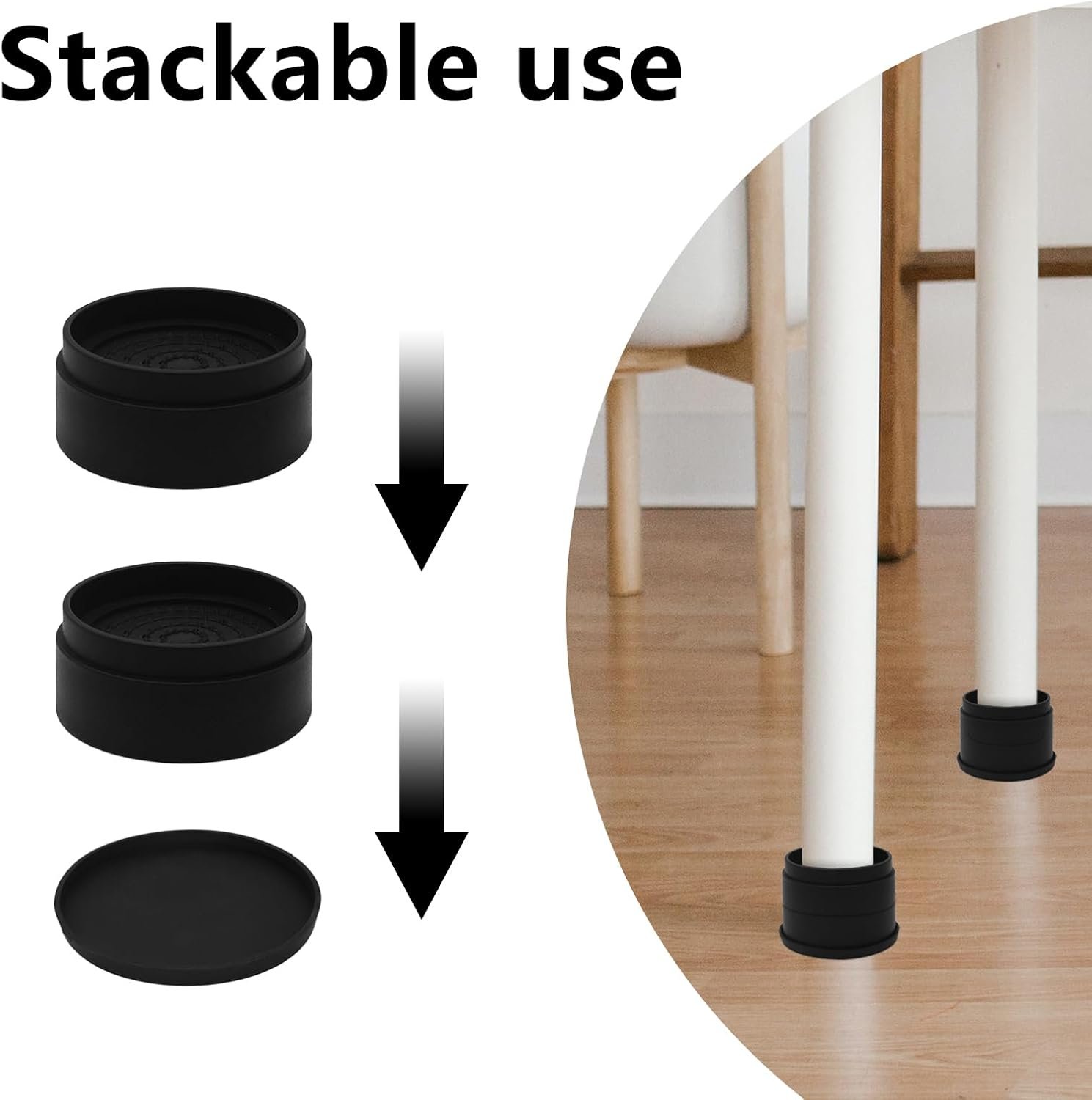 1728999584 570 4 Piece Furniture Risers 1 Inch Black Bed Lifters Heavy Duty