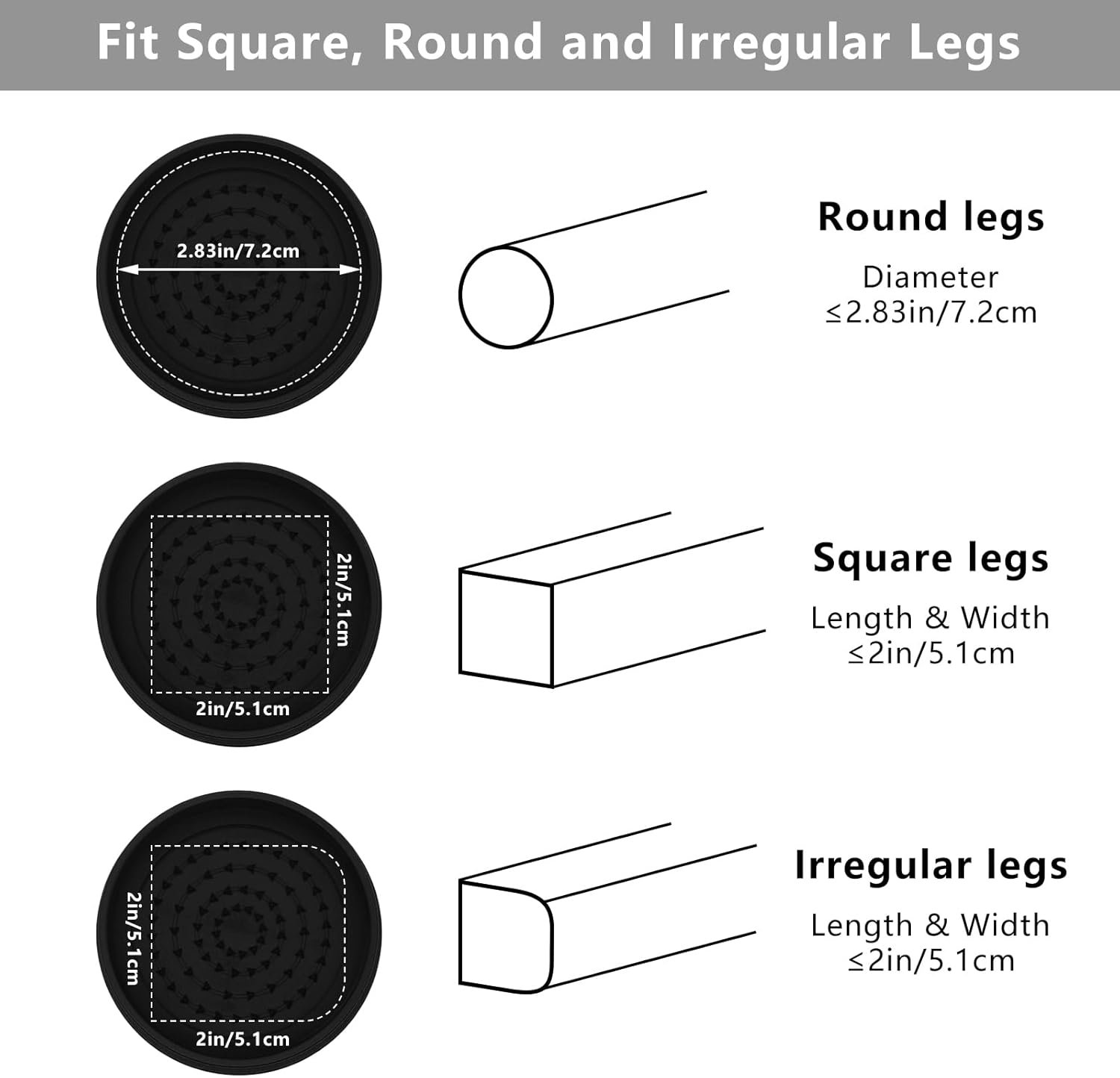 1728999584 856 4 Piece Furniture Risers 1 Inch Black Bed Lifters Heavy Duty
