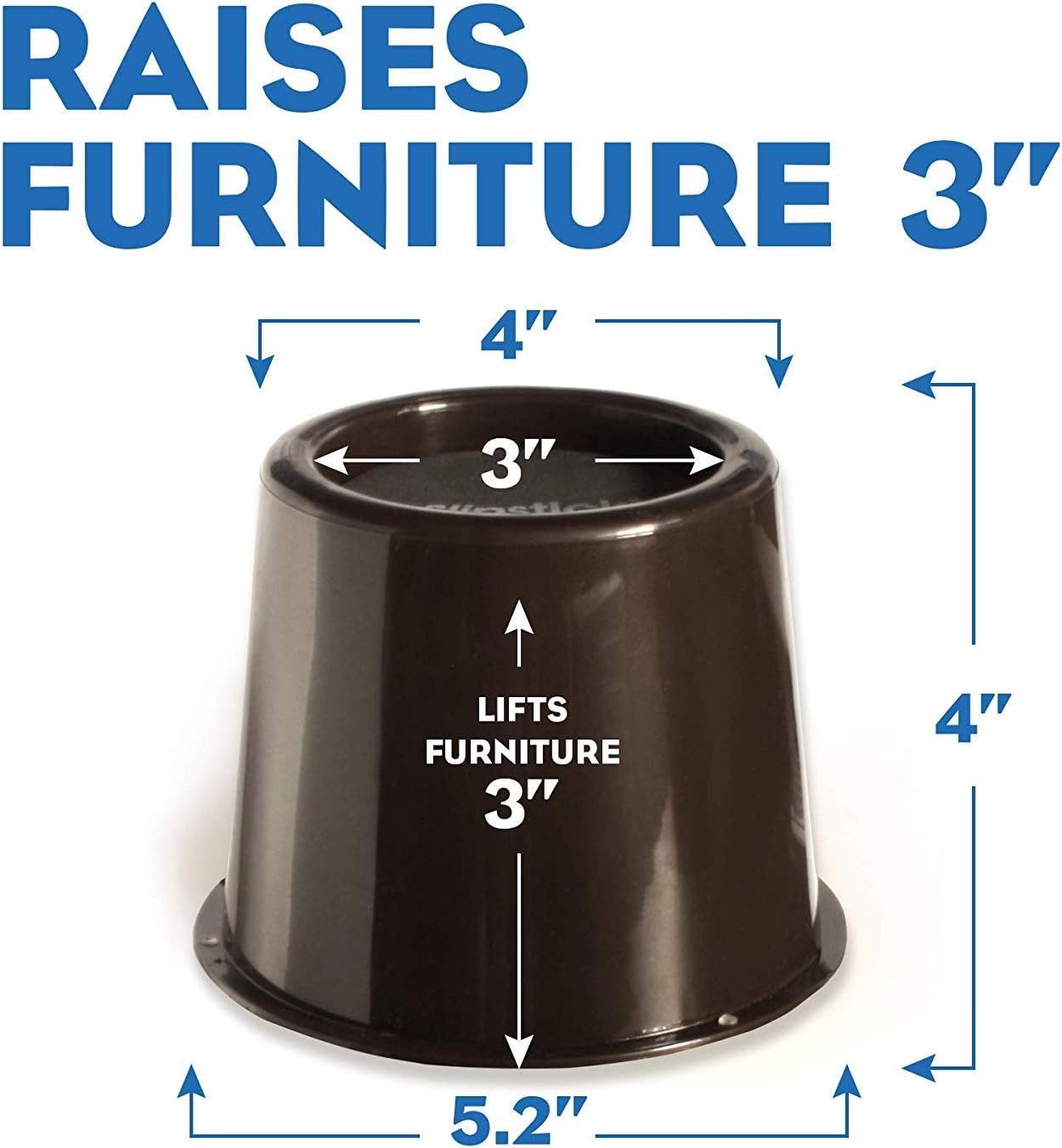 Slipstick CB652 3-Inch Under Bed Storage Risers / Furniture Lifts (Set of 4) - Increases Height by 3 Inches, Supports Up to 2,000 lbs, Brown 2 1729007120 866 Slipstick CB652 3 Inch Under Bed Storage Risers Furniture Lifts