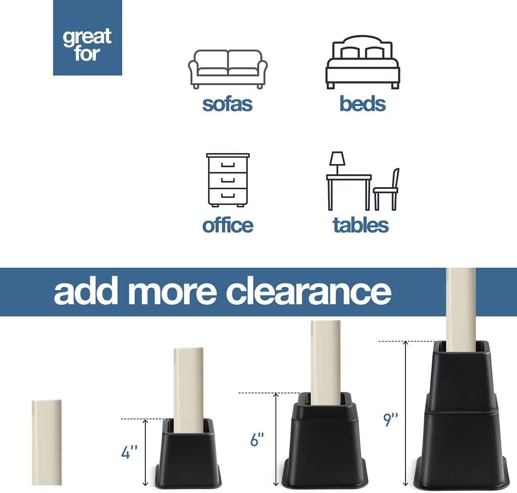 1729025912 289 Adjustable Bed Risers for Home 3 5 or 8 Inch