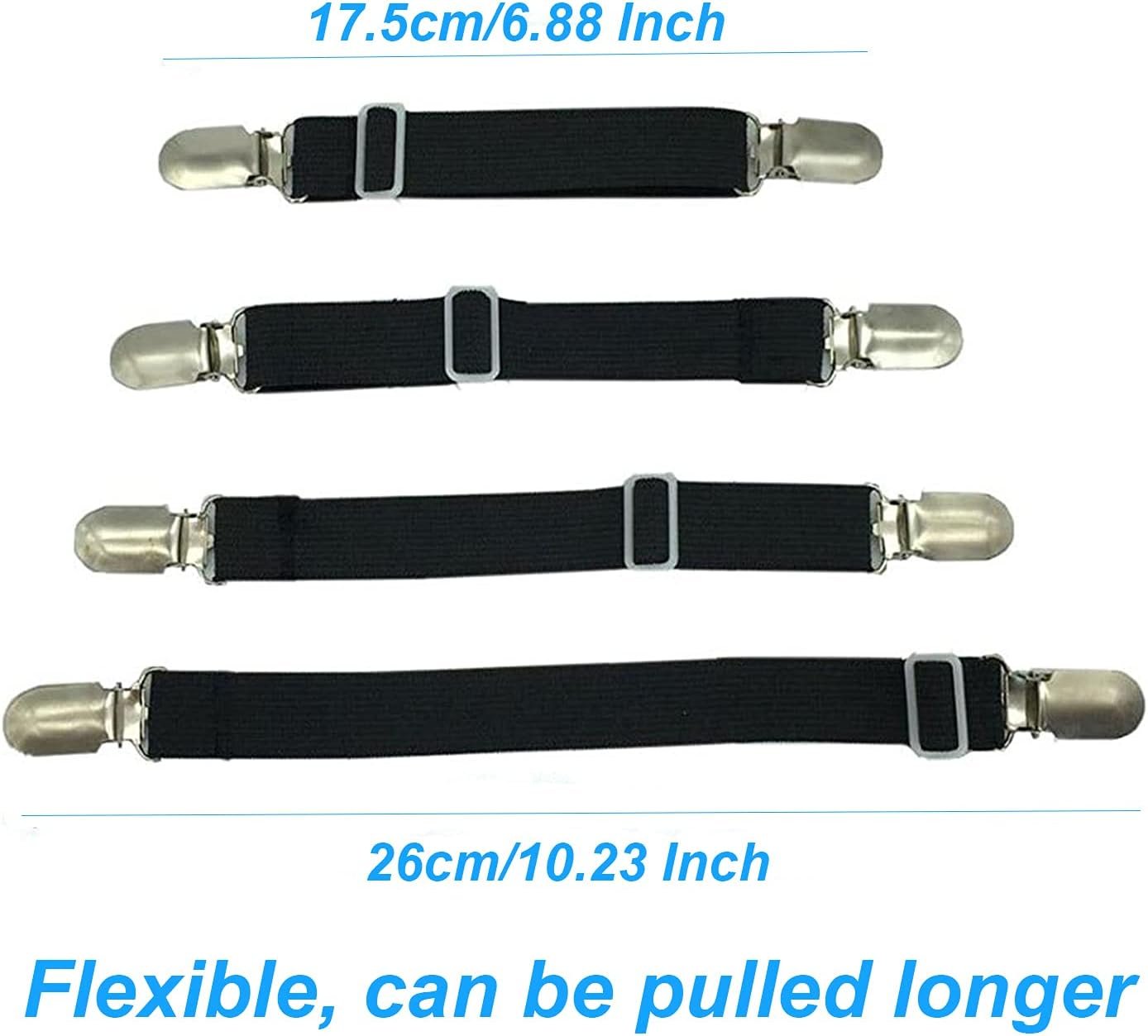 1729033460 73 BetyBedy 4 Pack Adjustable Bed Sheet Fasteners Elastic Strap Clips