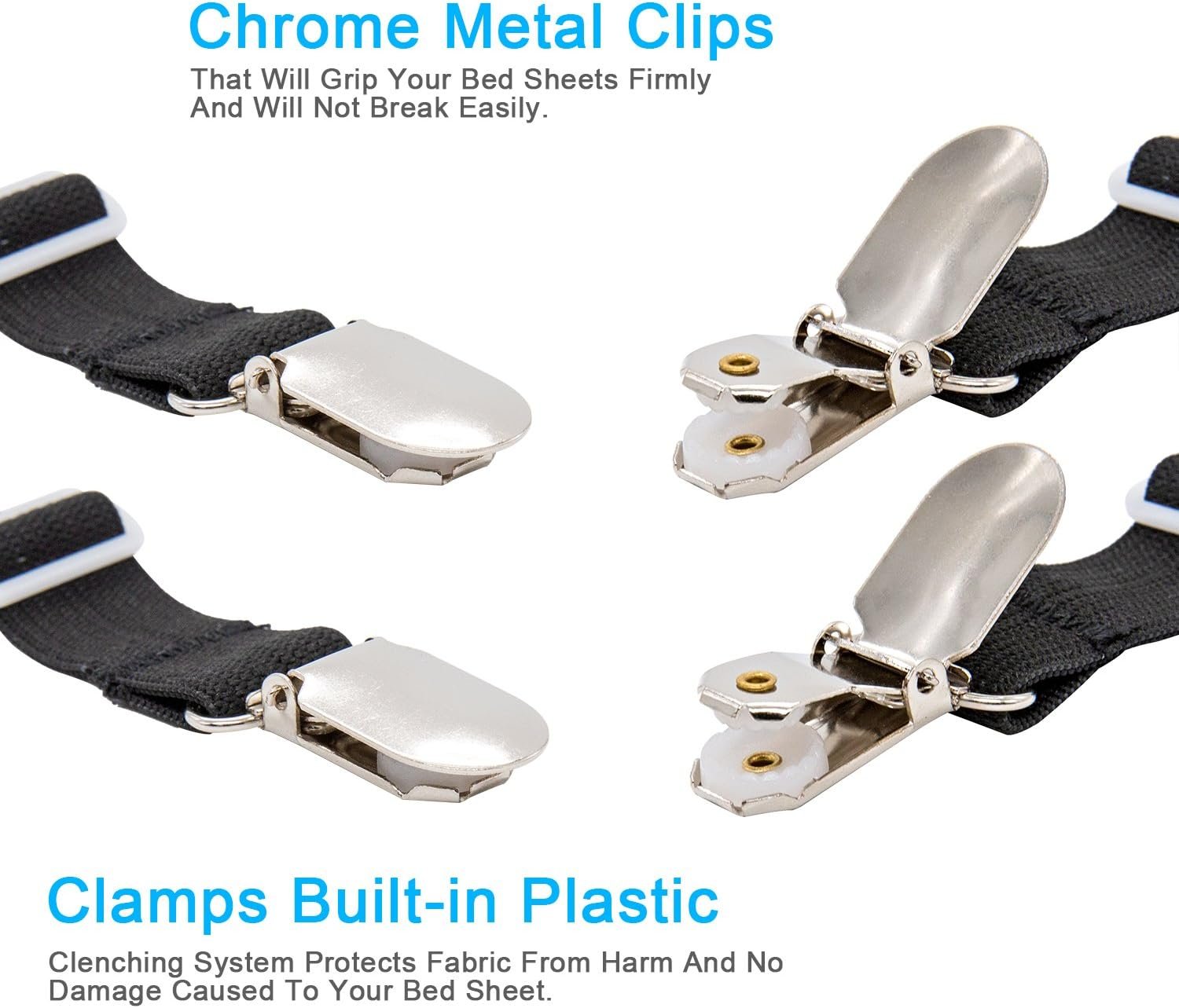 1729033460 959 BetyBedy 4 Pack Adjustable Bed Sheet Fasteners Elastic Strap Clips