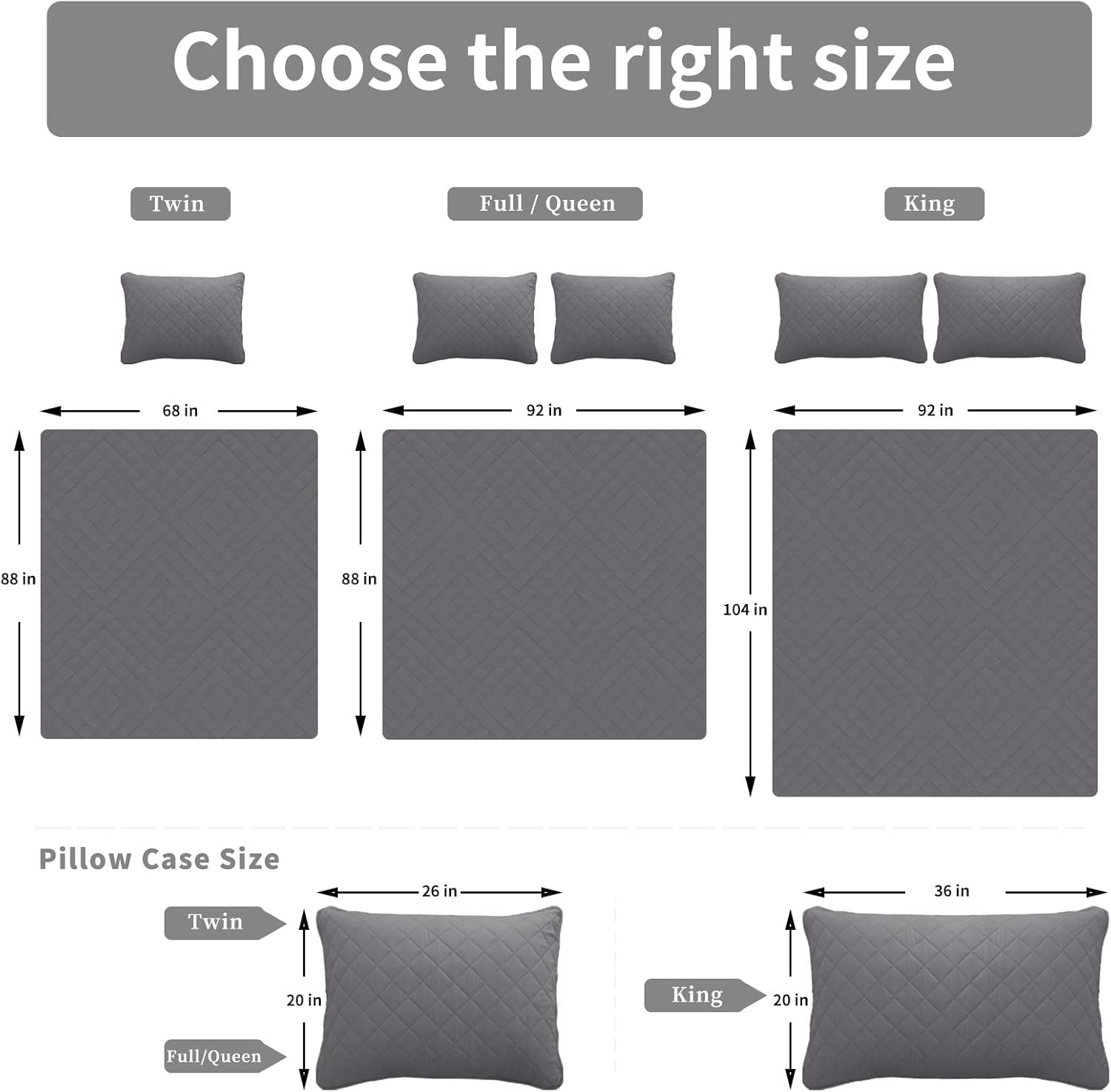 1729091114 751 Reversible GrayLight Gray FullQueen Quilt Set Includes 1 Quilt