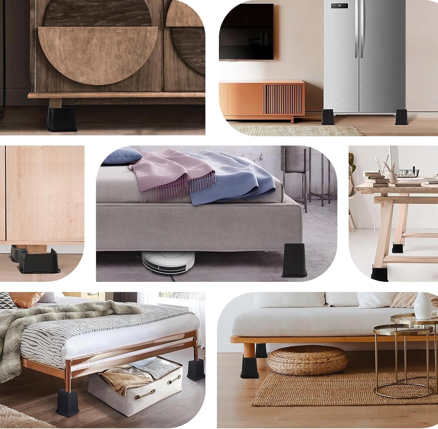 1729114673 147 5 Inch Heavy Duty Bed Risers Sturdy Furniture Elevators for Beds